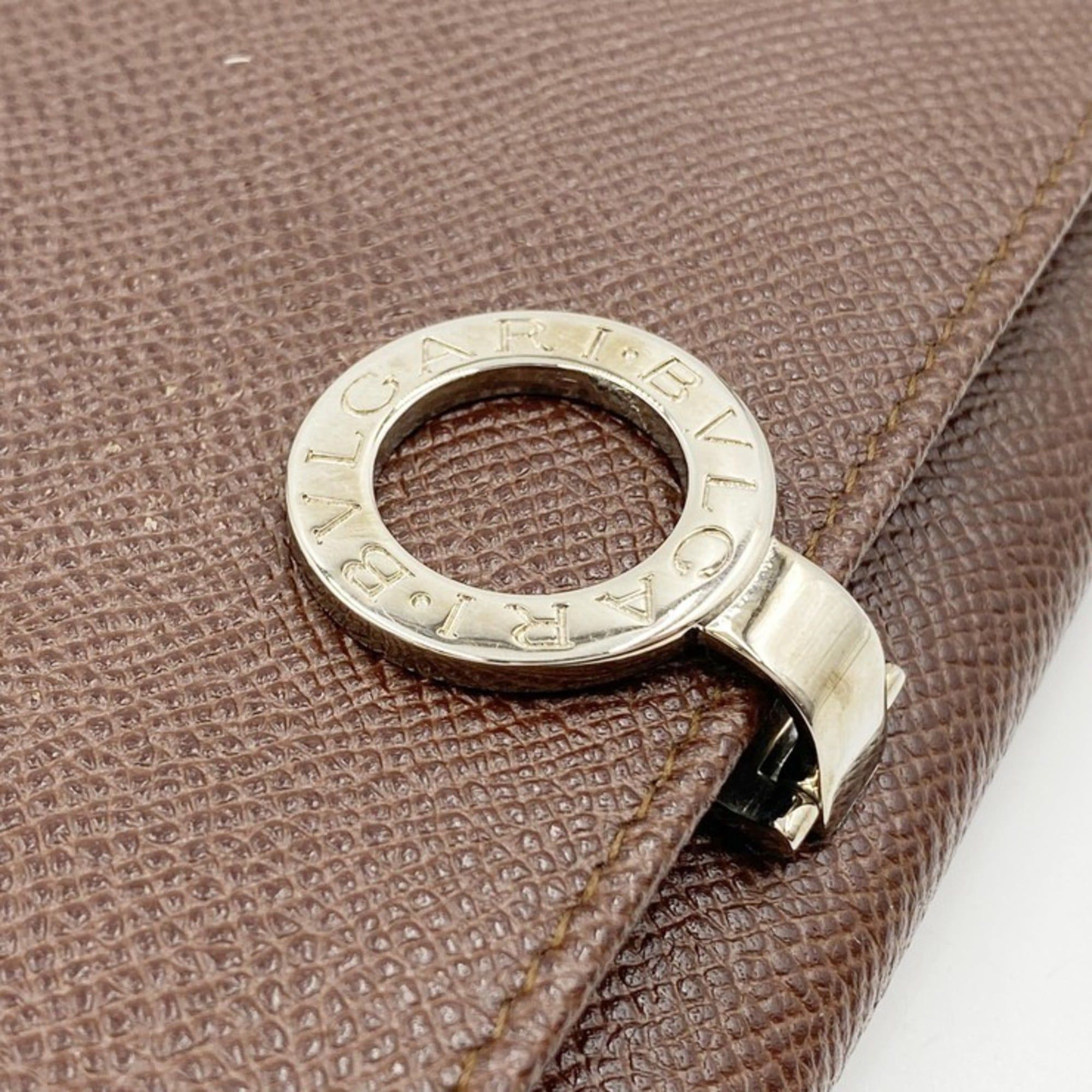 Bvlgari BVLGARI Bulgari 282526 Brown Leather Bi-fold Long Wallet with Clip for Men and Women Size ONE SIZE - 6 Thumbnail