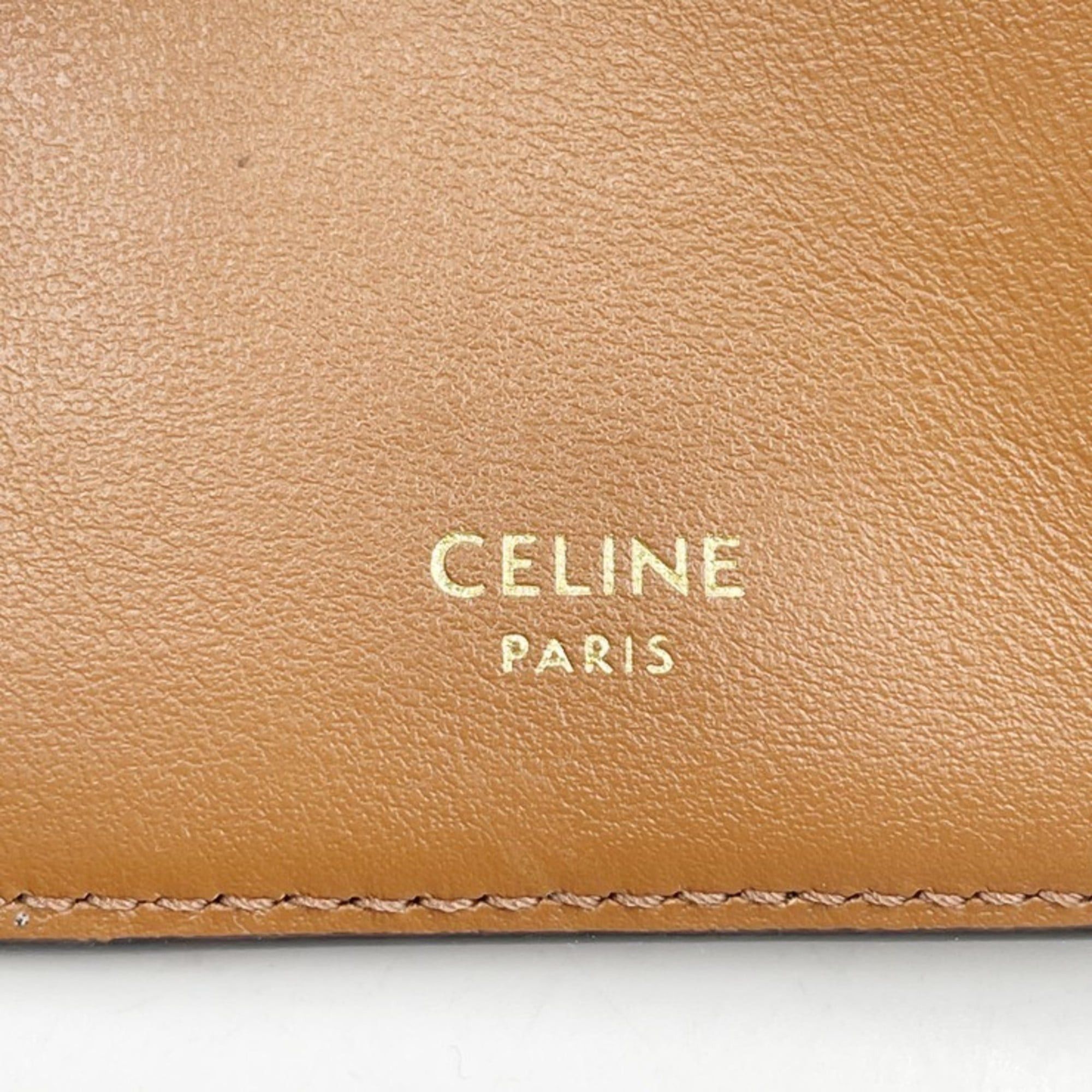 Celine Celine Passport Case Card Triomphe 4M3432AK1 Black x Tan Canvas Men's Women's Size ONE SIZE - 8 Thumbnail