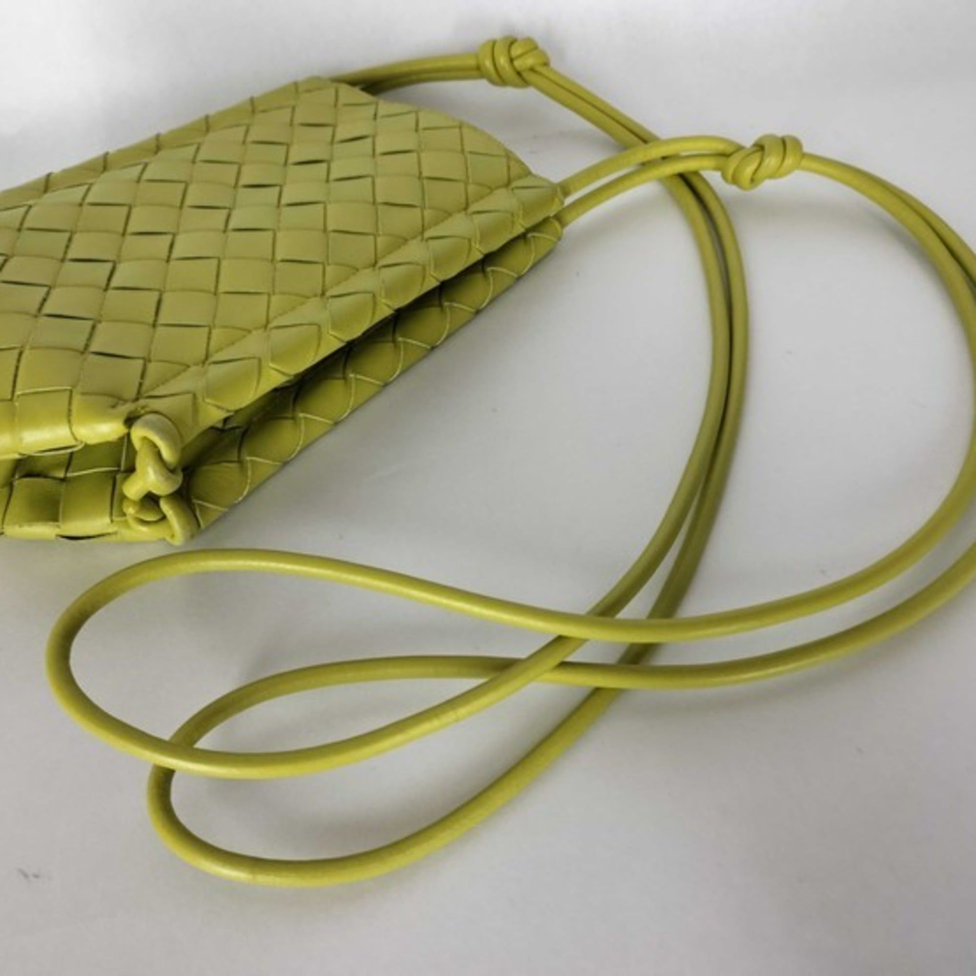 Bottega Veneta Bottega Veneta Intrecciato Shoulder Bag MINI THE KNOT 639293 Yellow Green Lambskin Women's Size ONE SIZE - 3 Thumbnail