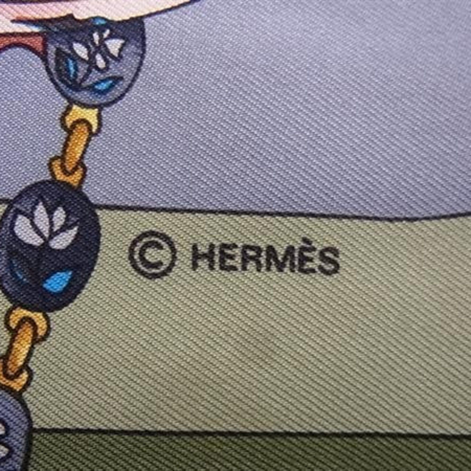 Hermes HERMES scarf/muffler, Carre 90, "Parmi les fleurs je compte heures" (Time spent among flowers), multicolor silk, women's. Size ONE SIZE - 4 Thumbnail