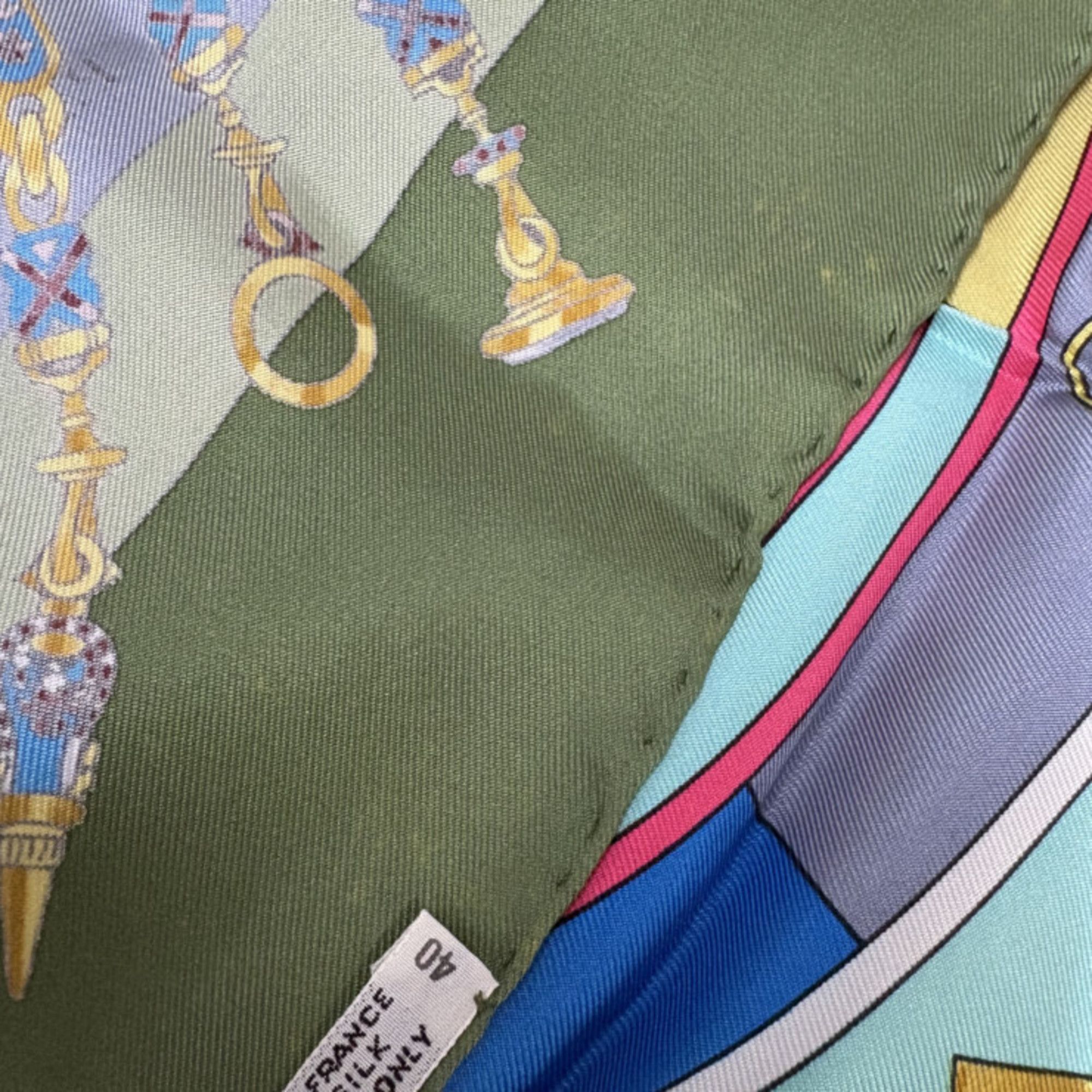Hermes HERMES scarf/muffler, Carre 90, "Parmi les fleurs je compte heures" (Time spent among flowers), multicolor silk, women's. Size ONE SIZE - 5 Thumbnail
