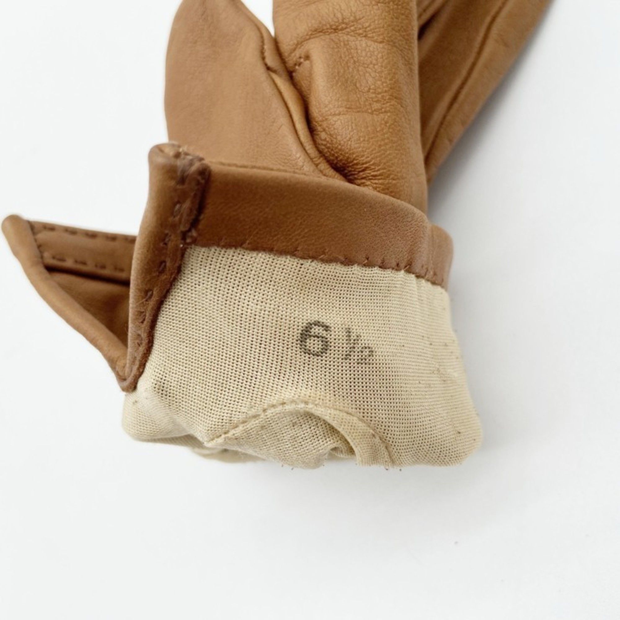 Hermes Hermes Gloves H Brown Leather Women's Size ONE SIZE - 4 Thumbnail