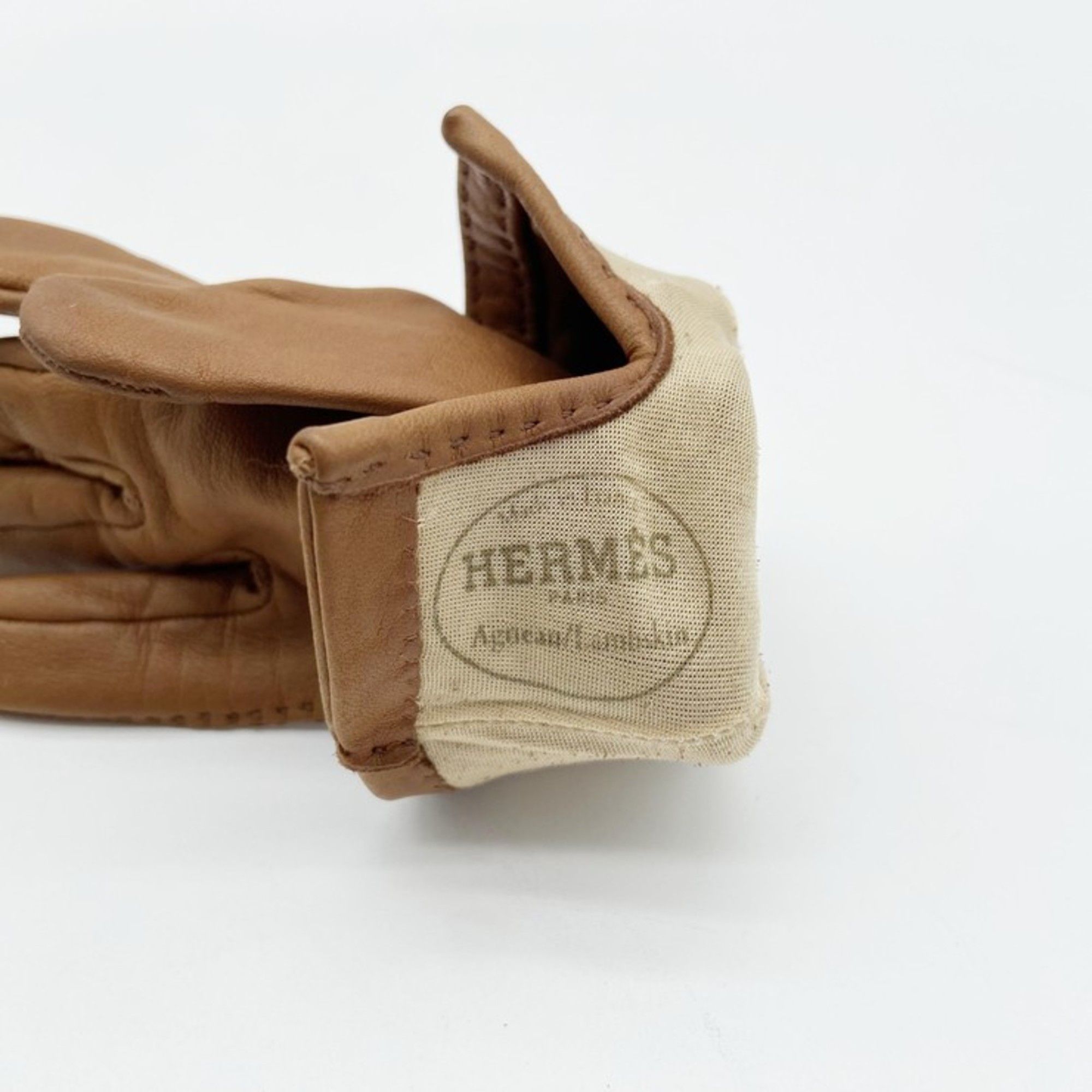 Hermes Hermes Gloves H Brown Leather Women's Size ONE SIZE - 3 Thumbnail