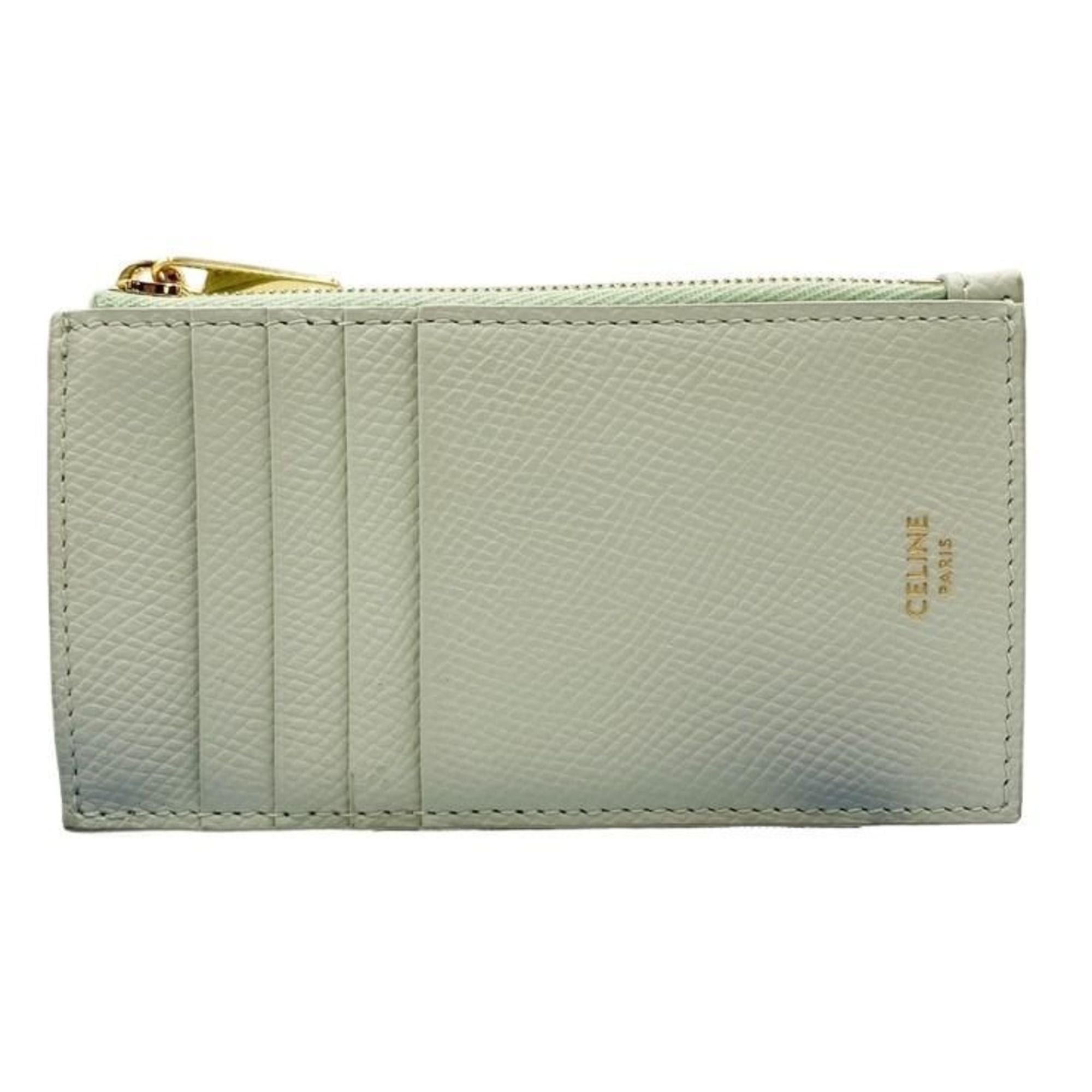 Celine CELINE Card Wallet/Coin Purse Fragment Case 10J89 Pastel Green Leather Women's Size ONE SIZE - 2 Thumbnail