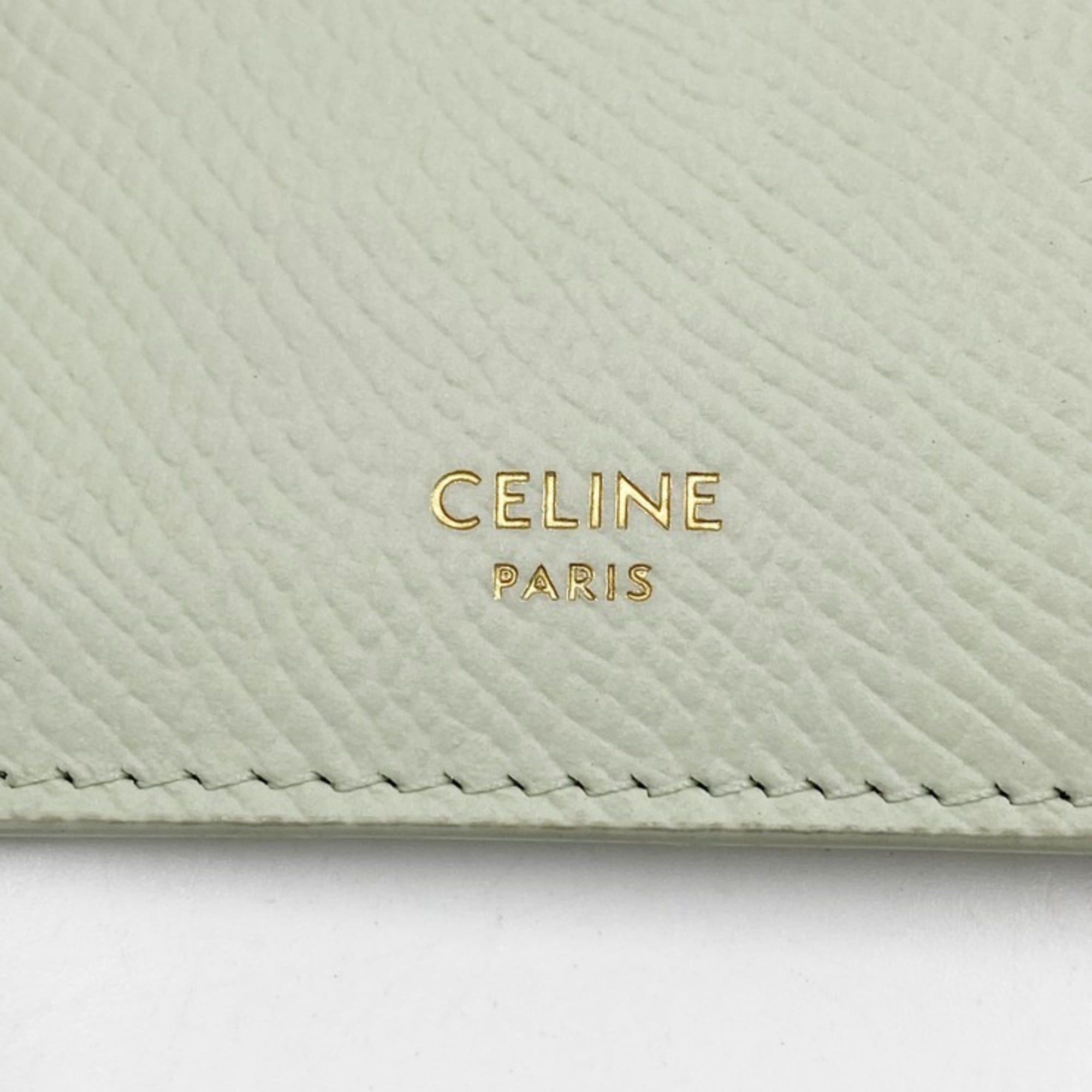 Celine CELINE Card Wallet/Coin Purse Fragment Case 10J89 Pastel Green Leather Women's Size ONE SIZE - 10 Thumbnail