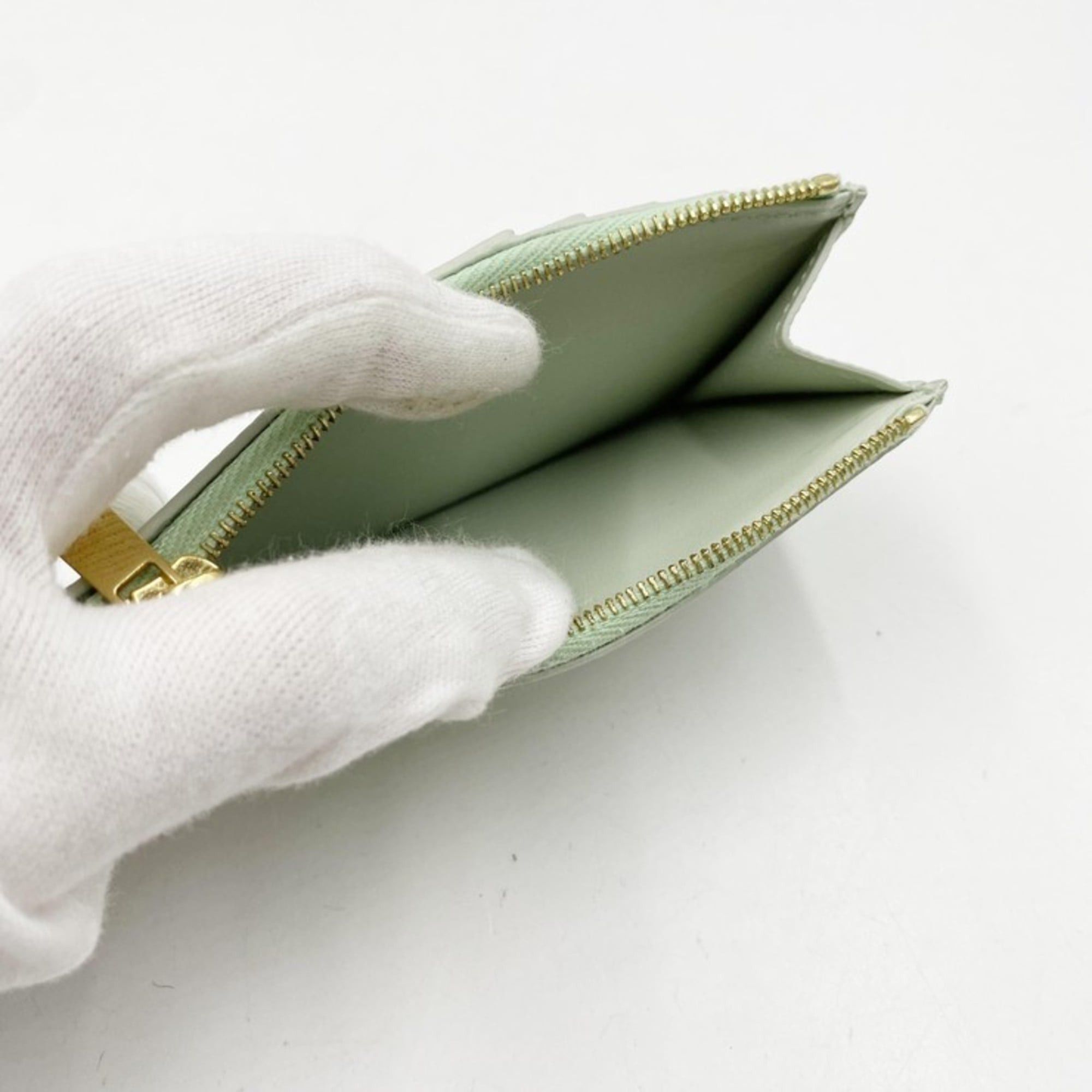 Celine CELINE Card Wallet/Coin Purse Fragment Case 10J89 Pastel Green Leather Women's Size ONE SIZE - 8 Thumbnail