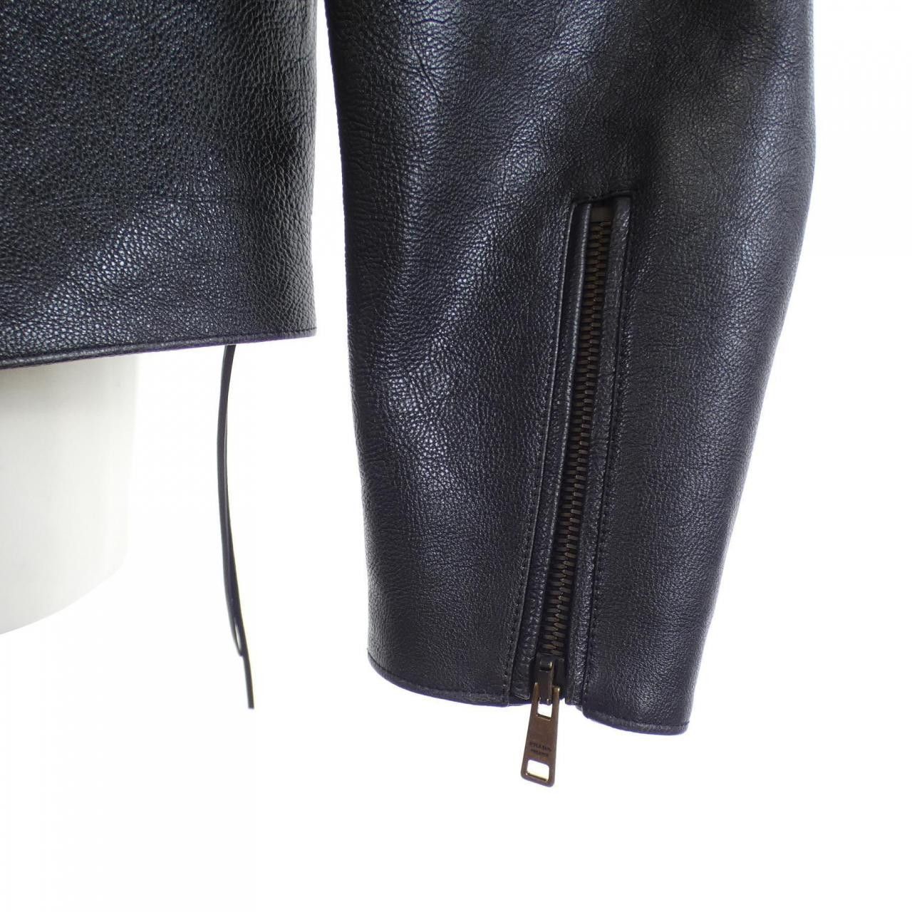 Prada Prada Prada UPW416 2D02 Calfskin Riders Jacket Leather Outerwear UPW416 2D02 DUTY FREE for USA Size ONE SIZE - 6 Thumbnail