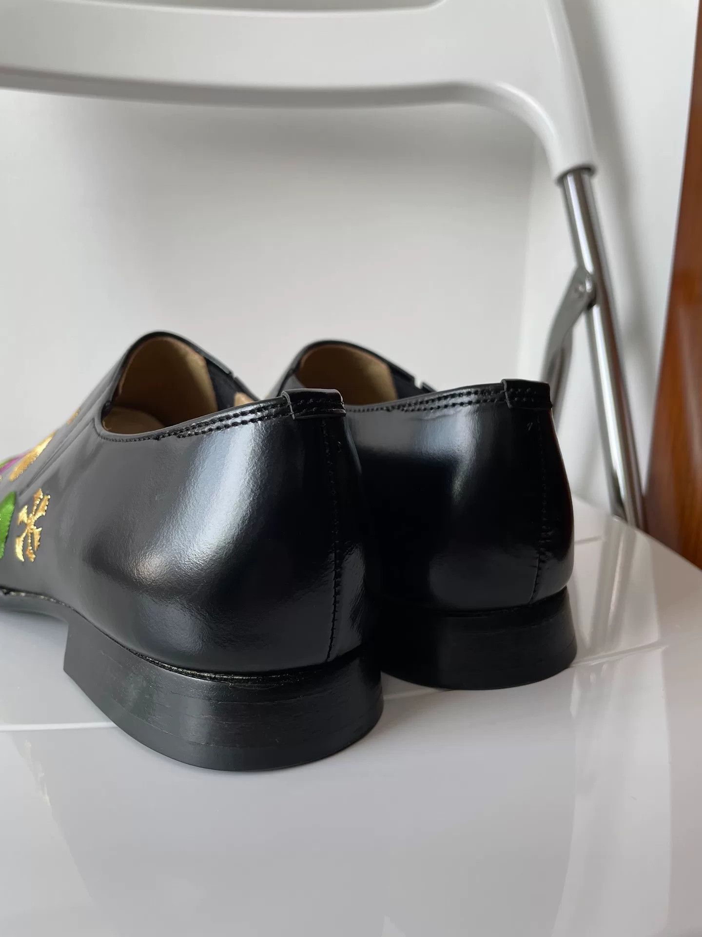 Comme des Garcons Comme des Garçons Embroidered Black Leather Shoes Size US 4 / IT 34 - 3 Thumbnail