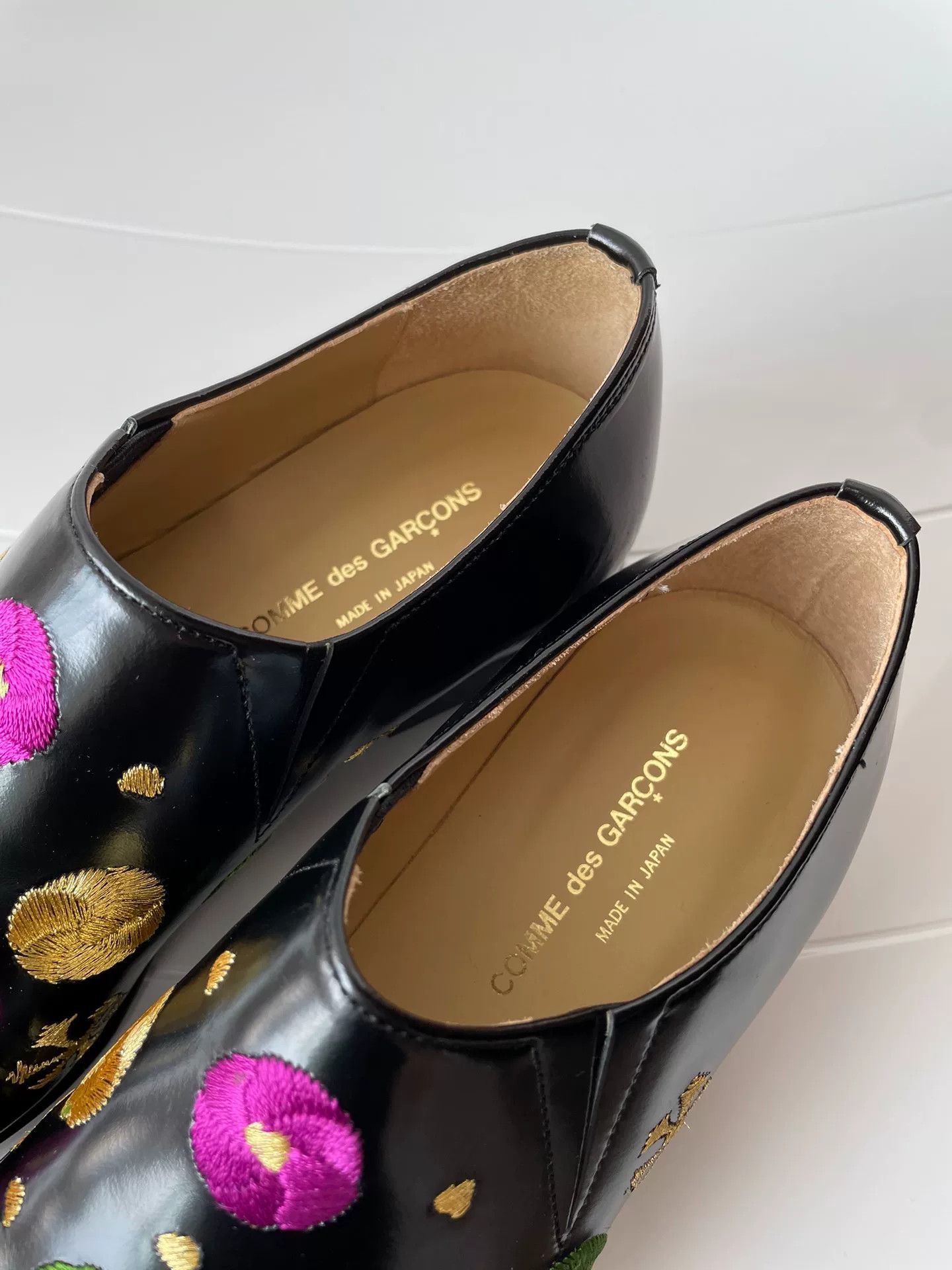Comme des Garcons Comme des Garçons Embroidered Black Leather Shoes Size US 4 / IT 34 - 5 Thumbnail