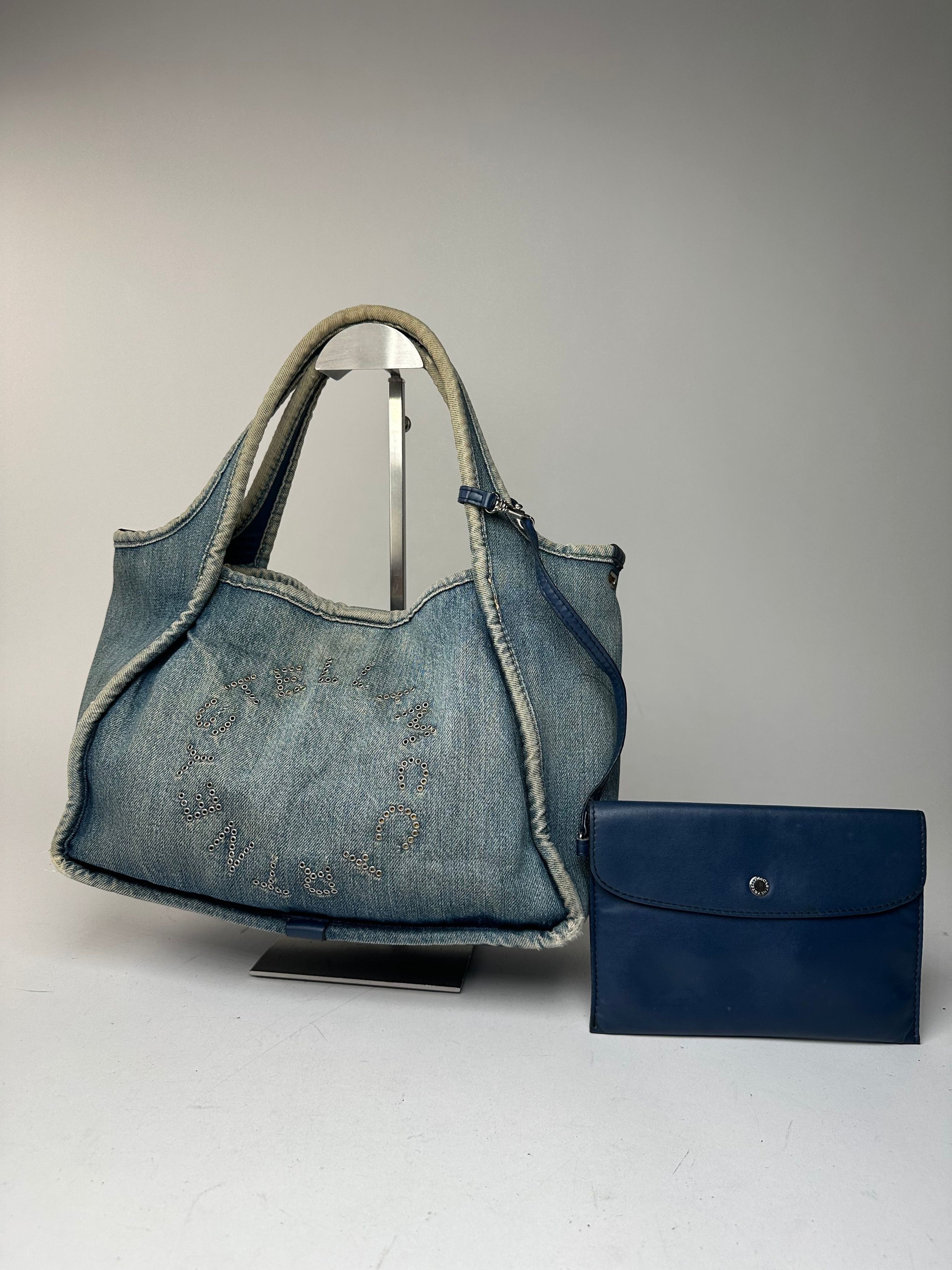 Stella McCartney Vintage Stella Mc Cartney Denim Vegan Leather Bag Blue Size ONE SIZE - 13 Thumbnail
