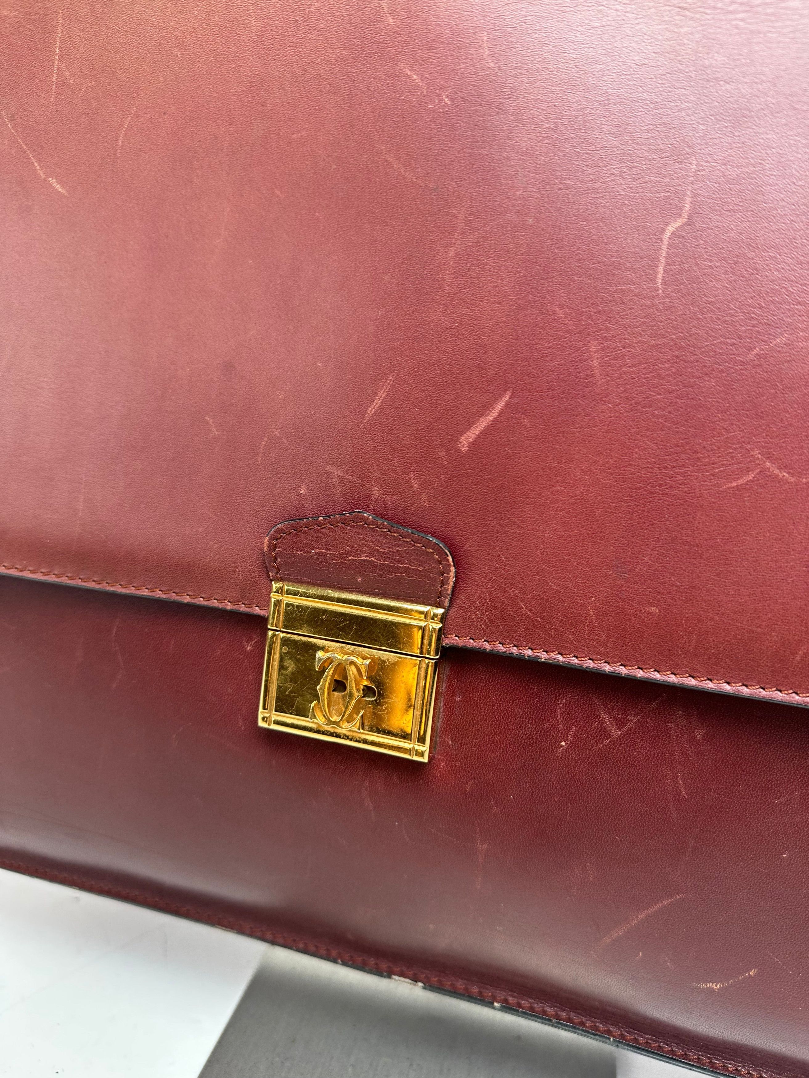 Cartier Vintage Burgundy Leather Satchel Size ONE SIZE - 8 Thumbnail