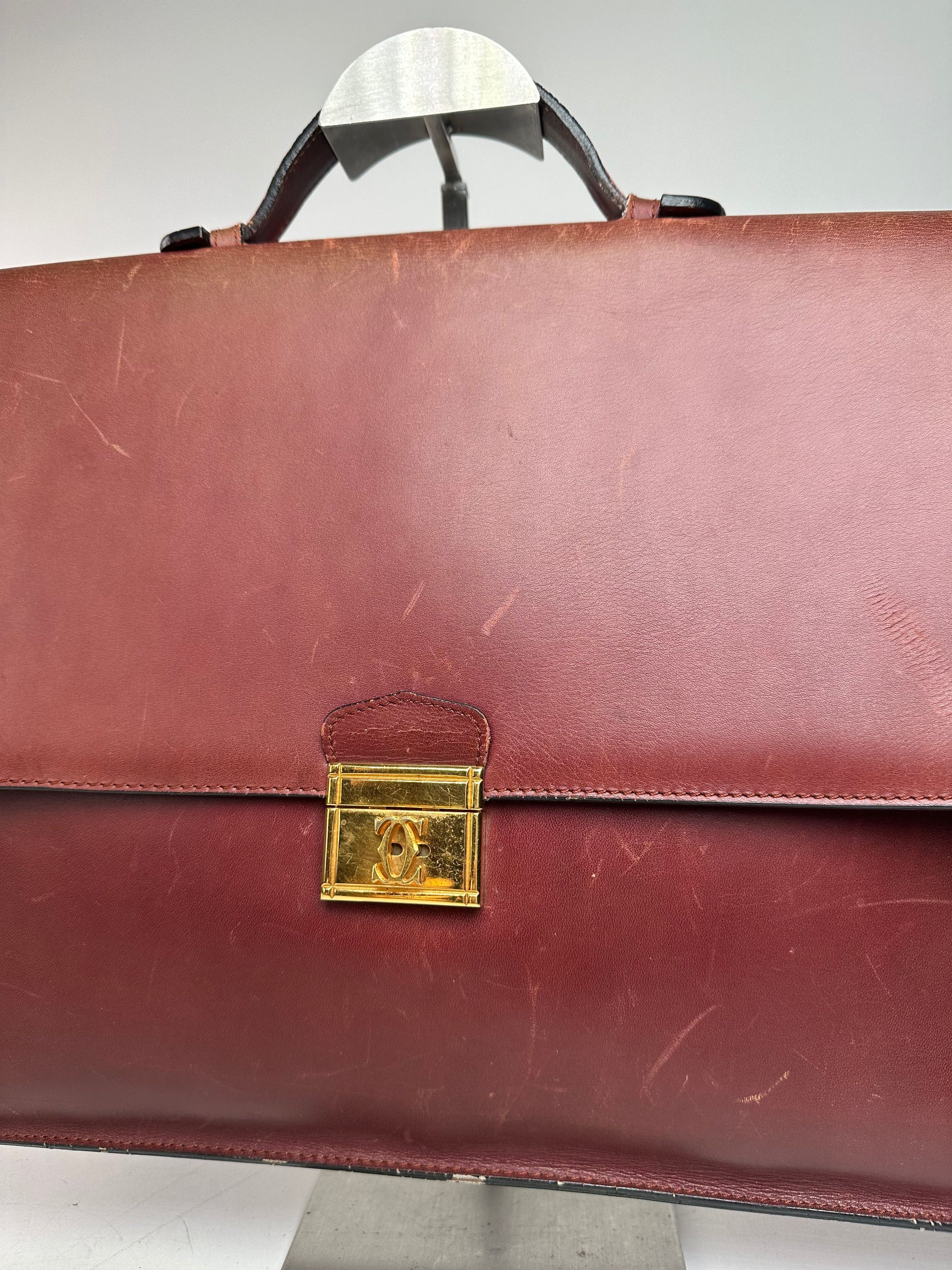 Cartier Vintage Burgundy Leather Satchel Size ONE SIZE - 4 Thumbnail