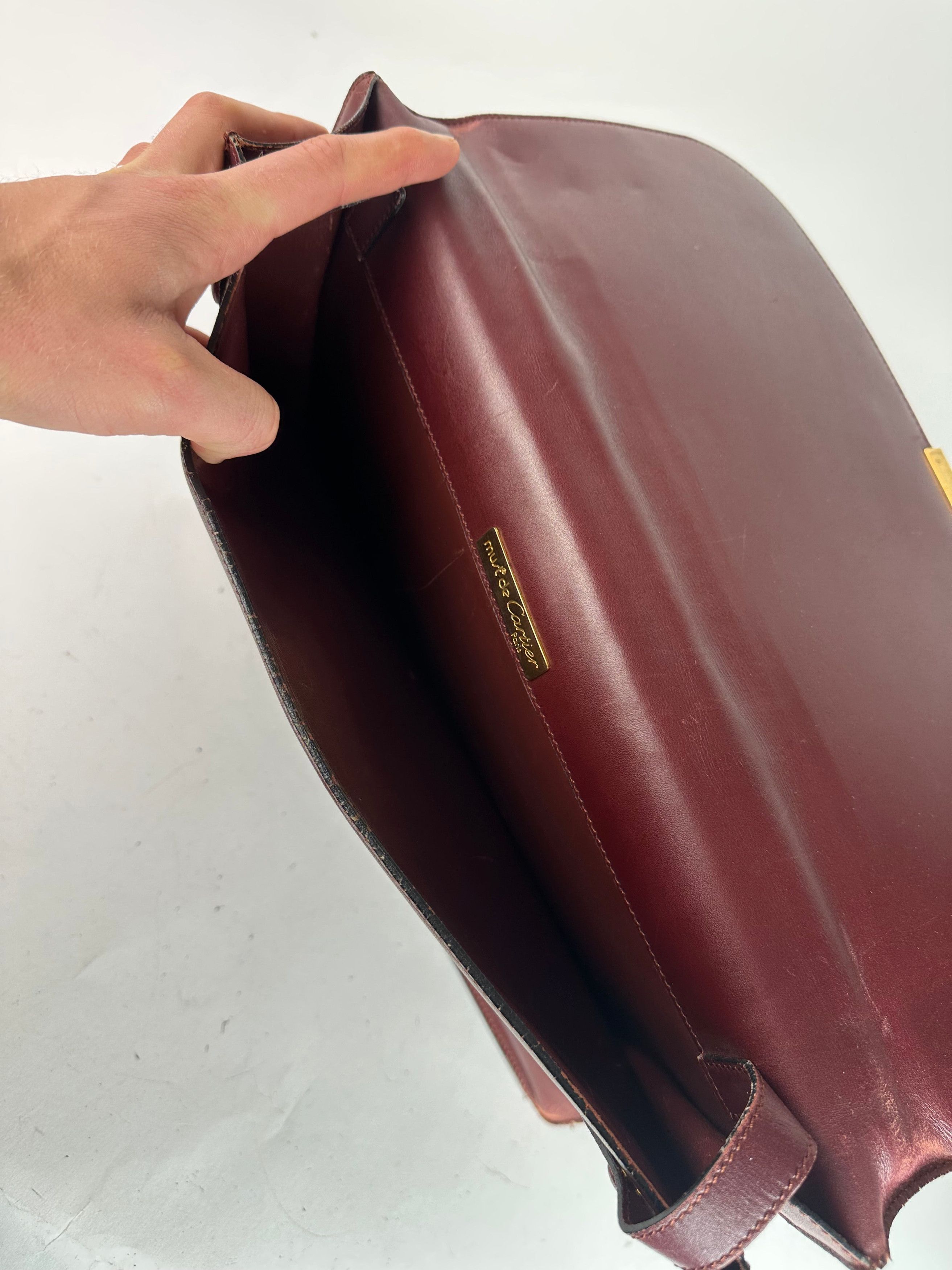 Cartier Vintage Burgundy Leather Satchel Size ONE SIZE - 3 Thumbnail