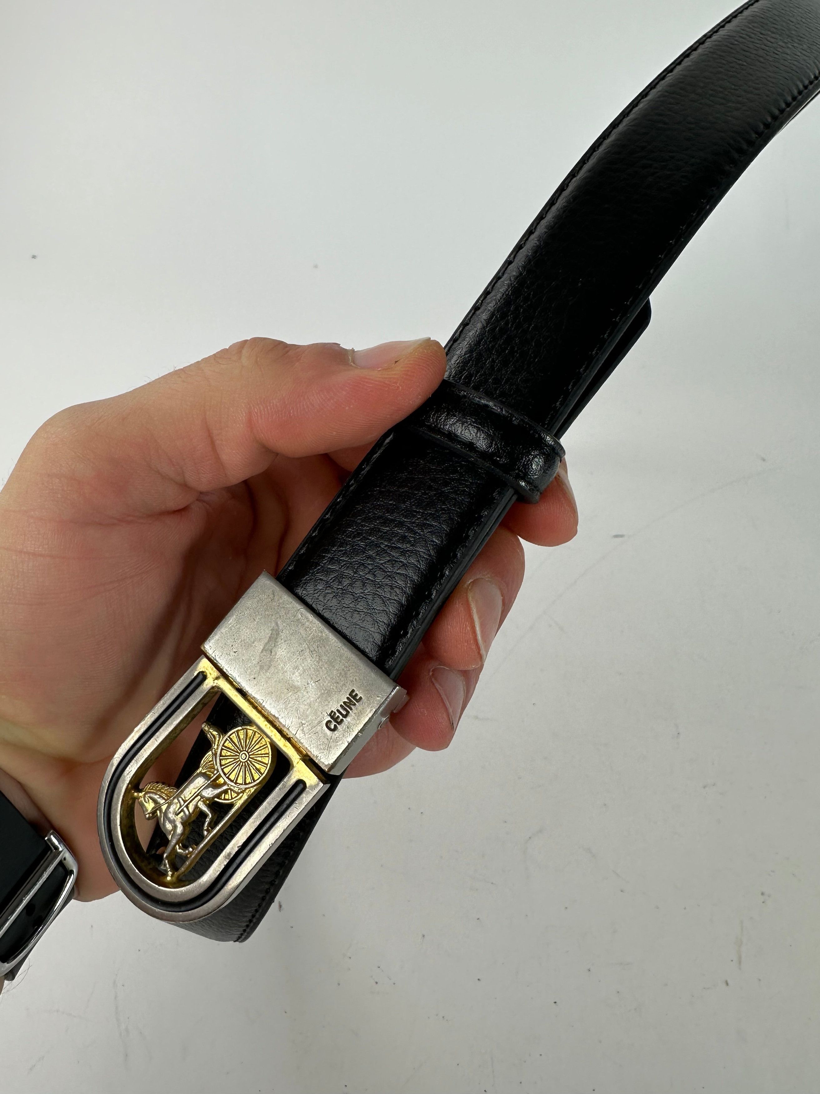Celine Vintage Snake Emblossed Leather Belt Black Size ONE SIZE - 2 Thumbnail