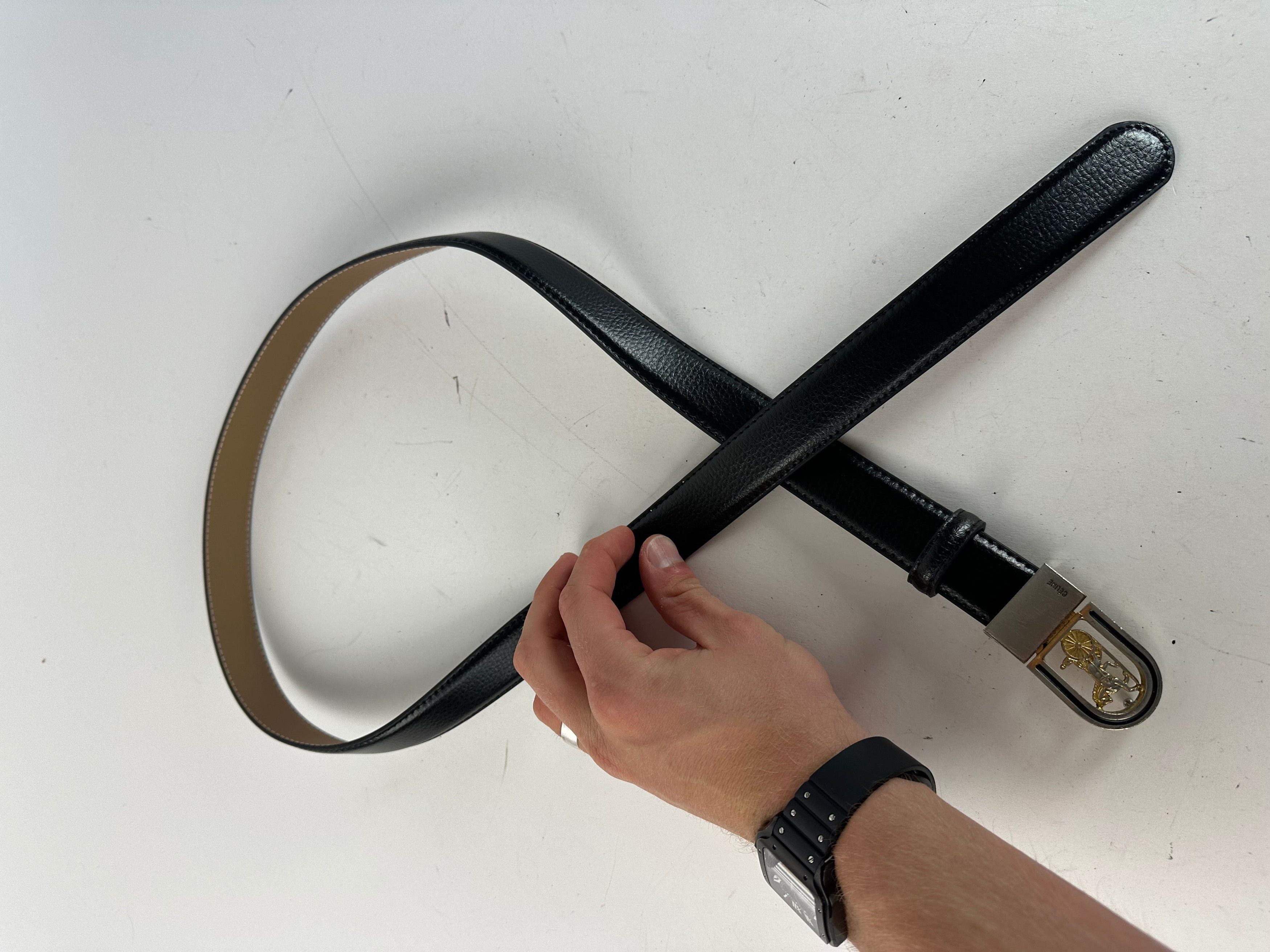 Celine Vintage Snake Emblossed Leather Belt Black Size ONE SIZE - 6 Thumbnail