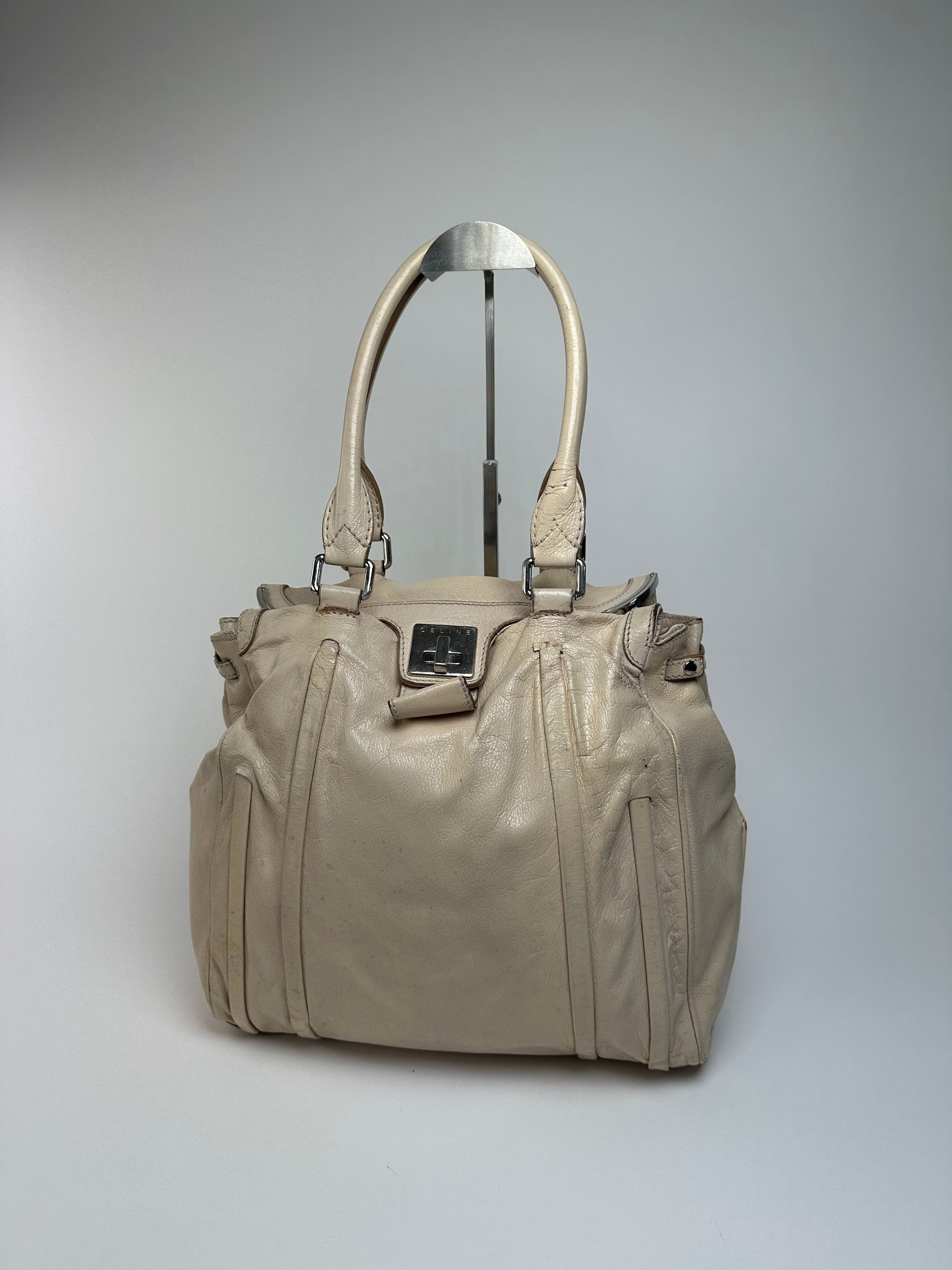 Celine Vintage Paris Leather Handbag Grey Size ONE SIZE - 4 Thumbnail