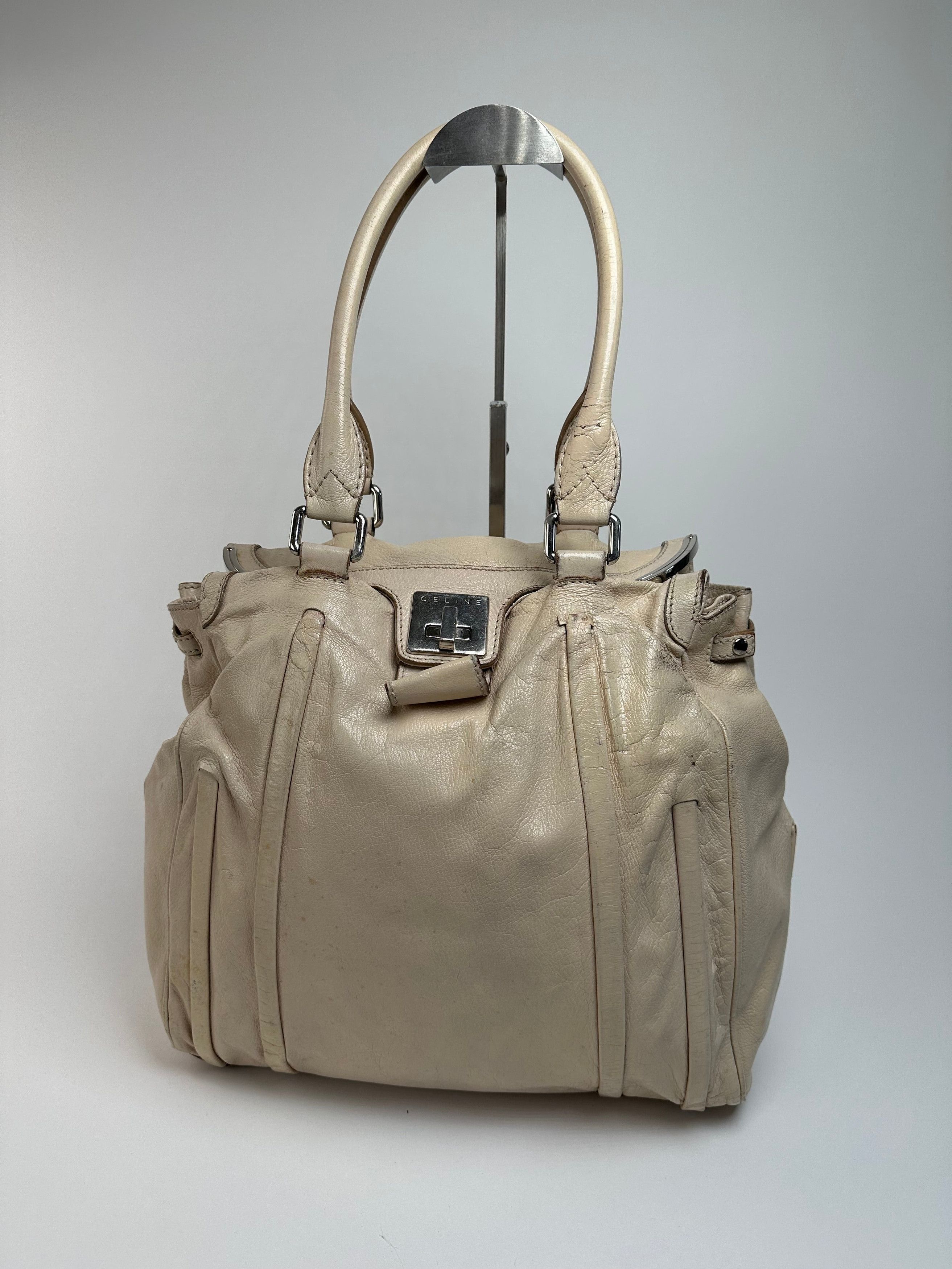 Celine Vintage Paris Leather Handbag Grey Size ONE SIZE - 11 Thumbnail