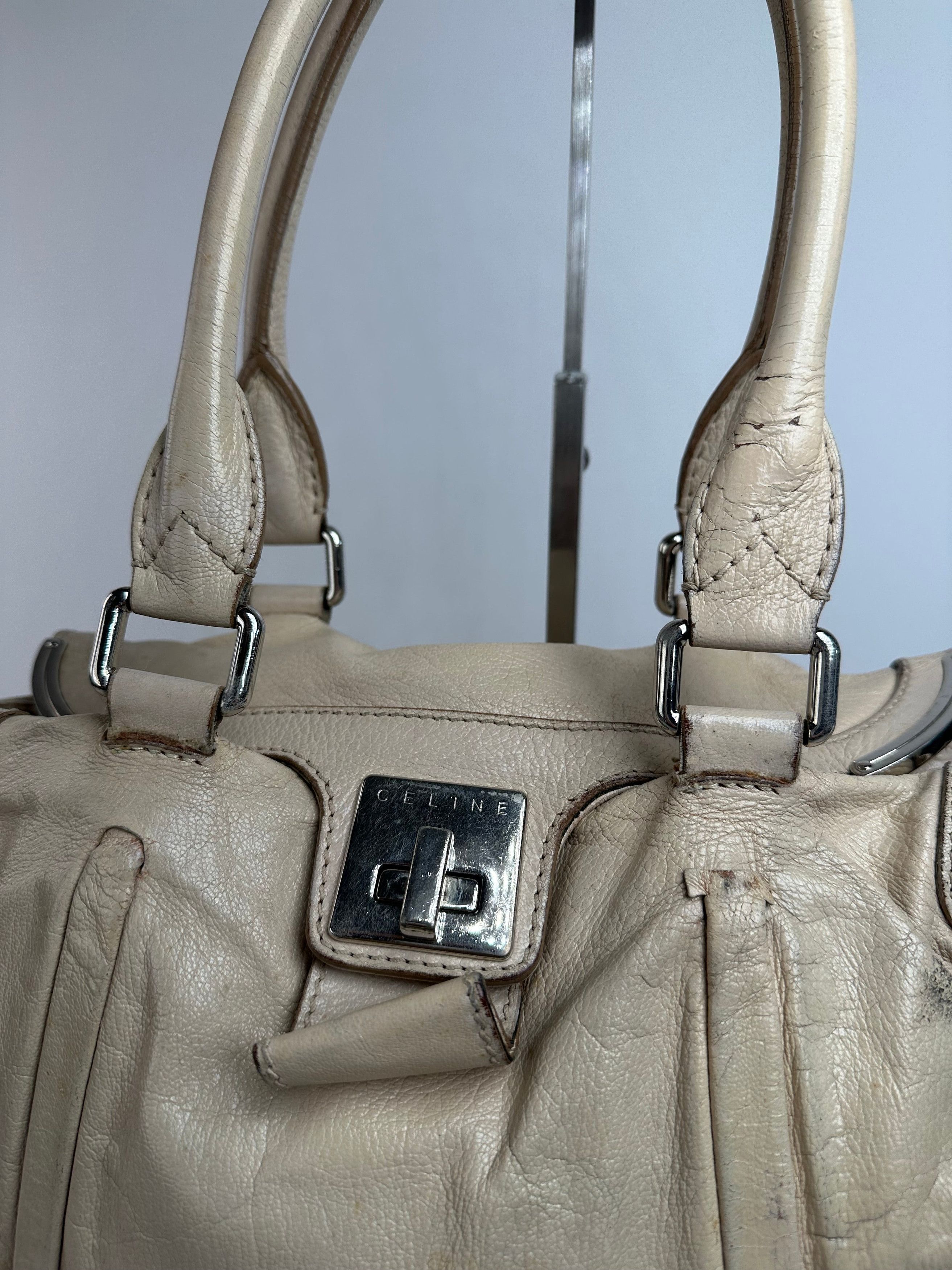 Celine Vintage Paris Leather Handbag Grey Size ONE SIZE - 6 Thumbnail
