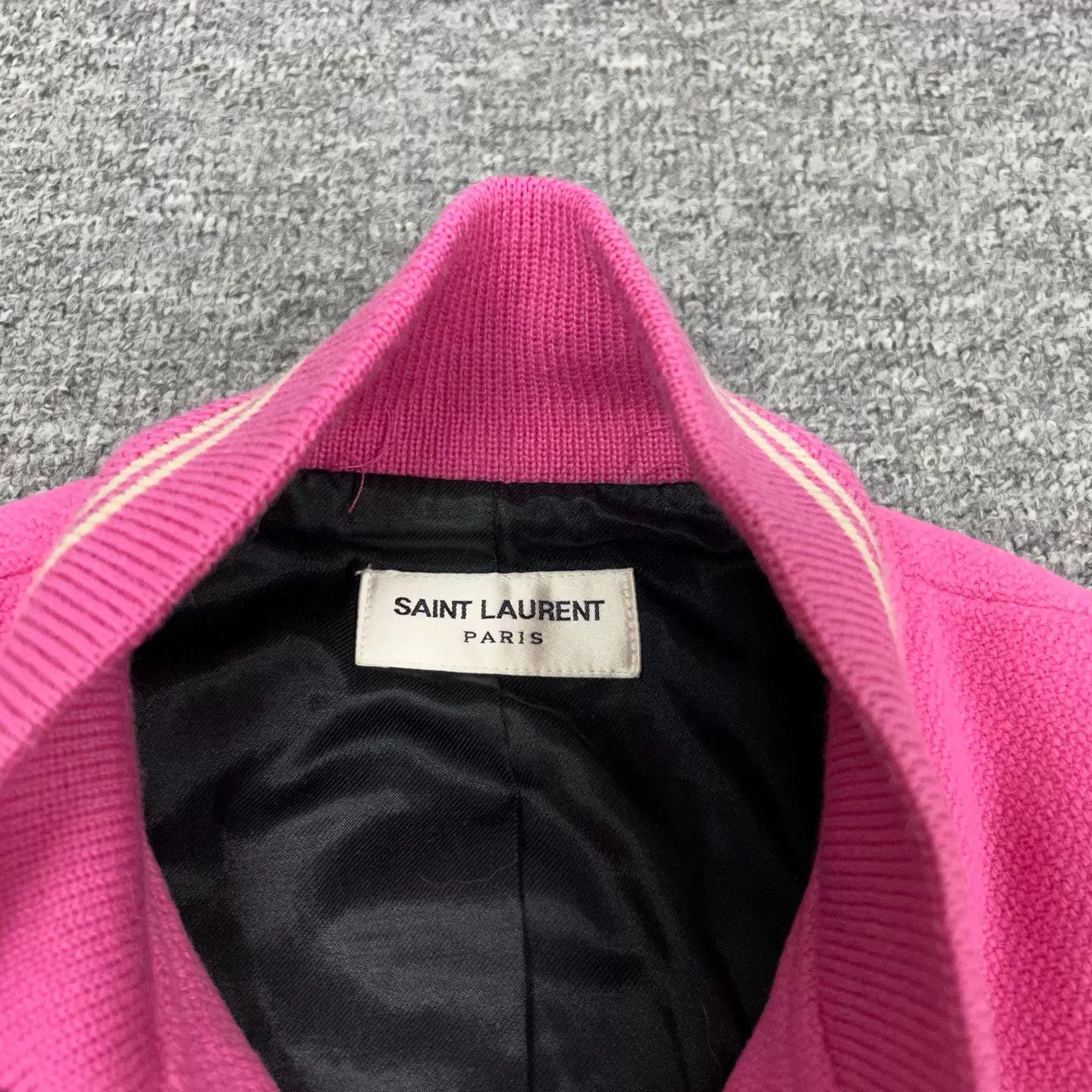 Saint Laurent Paris Saint Laurent Pink Leather Patchwork Varsity Jacket Size XXS / US 00 / IT 34 - 5 Thumbnail