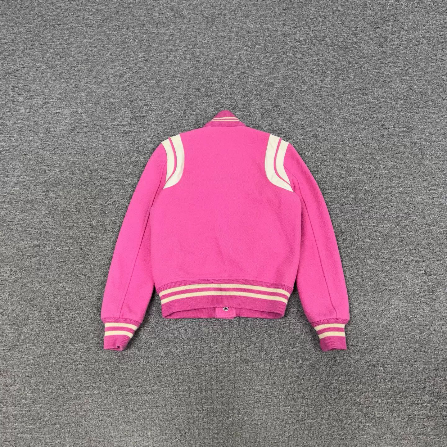 Saint Laurent Paris Saint Laurent Pink Leather Patchwork Varsity Jacket Size XXS / US 00 / IT 34 - 2 Thumbnail