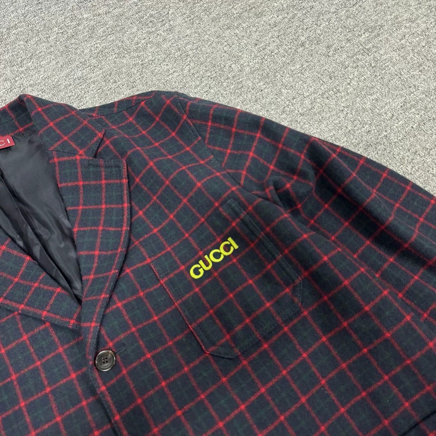 Gucci Gucci Black Red Check Embroidered Logo Blazer Size US M / EU 48-50 / 2 - 5 Thumbnail