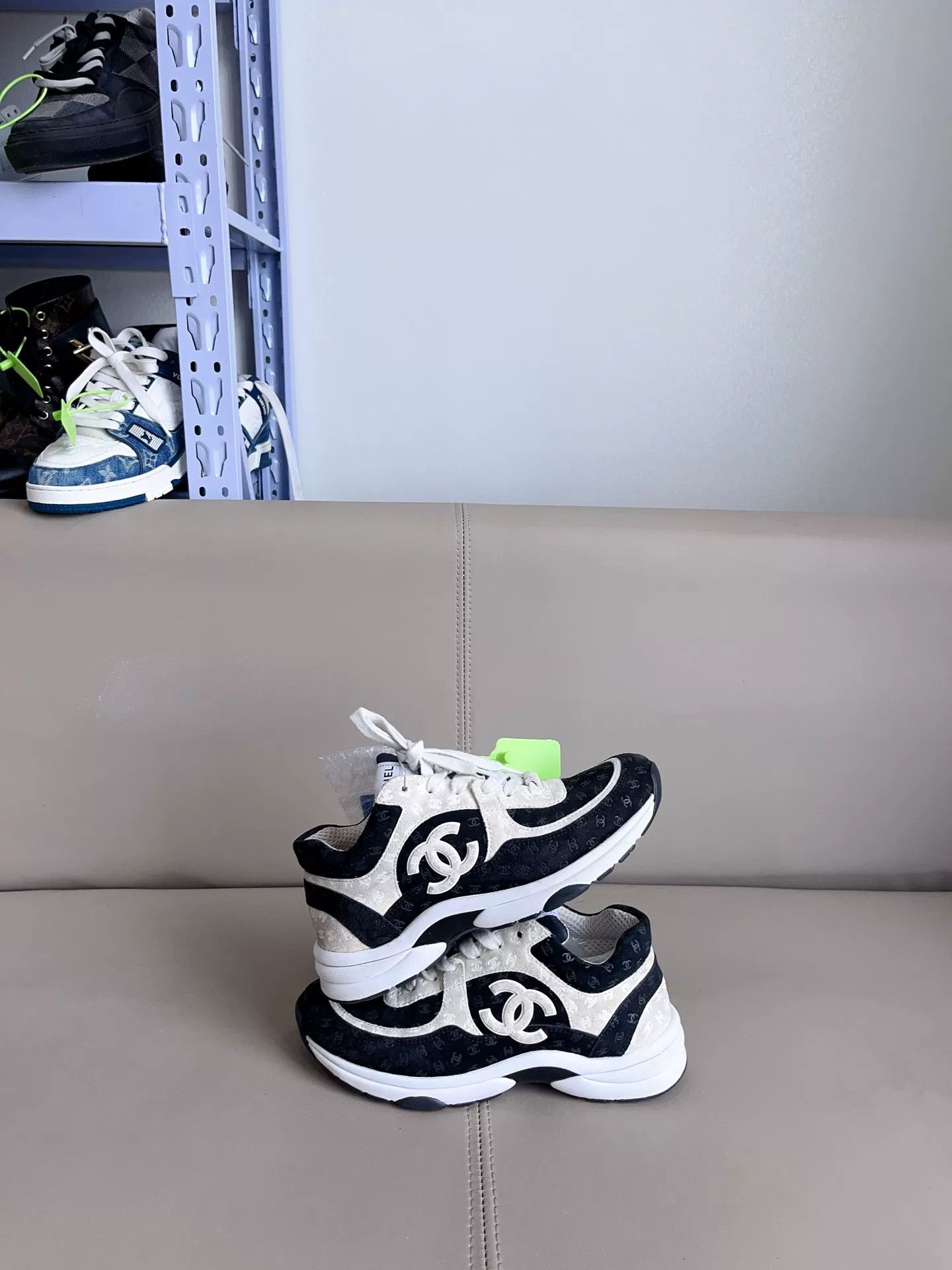 Chanel Chanel Black White Panda CC Print Sneakers Size US 6 / IT 36 - 8 Thumbnail