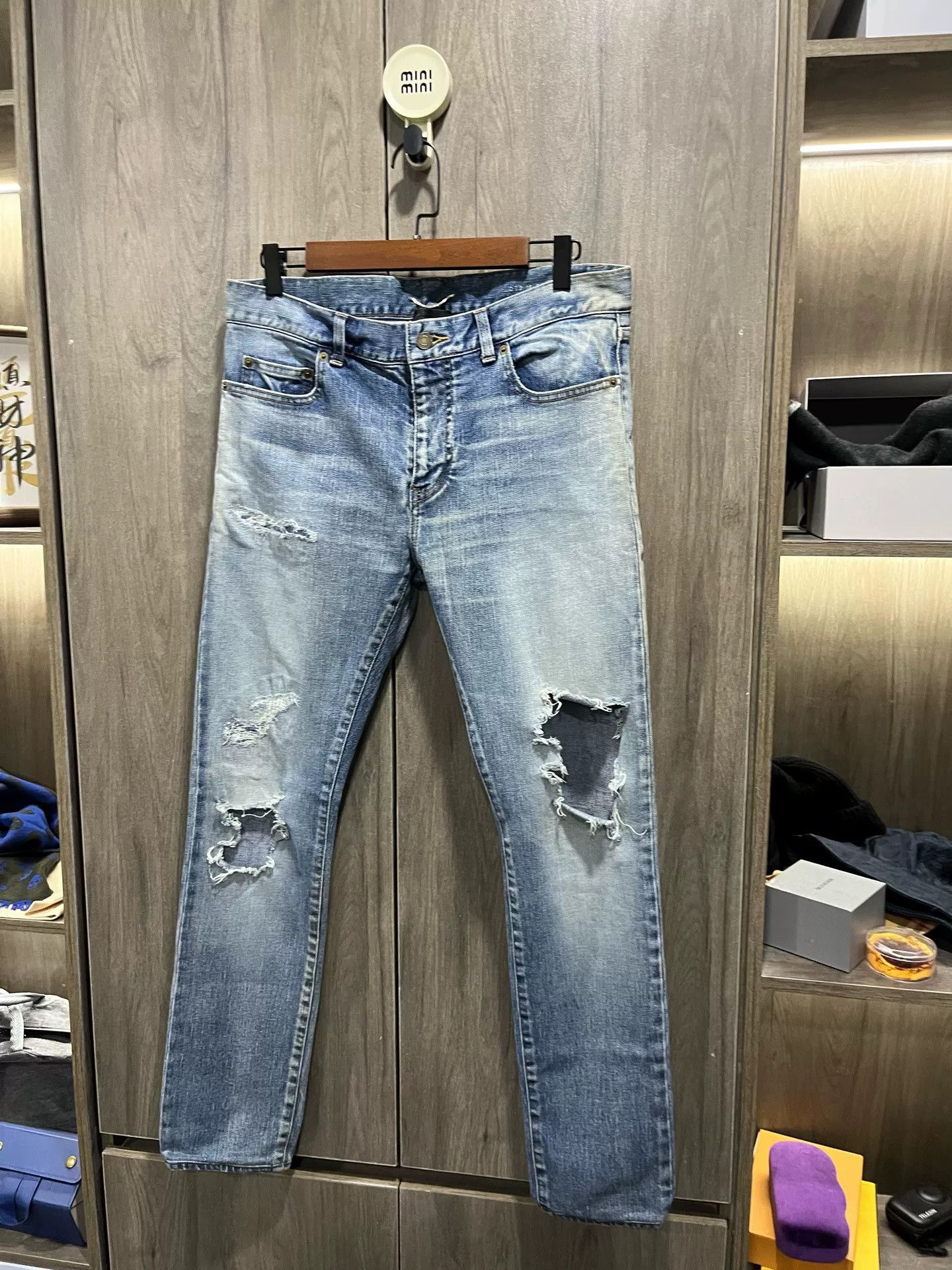 Saint Laurent Paris Saint Laurent D02 Distressed Blue Jeans Size US 32 / EU 48 - 7 Thumbnail