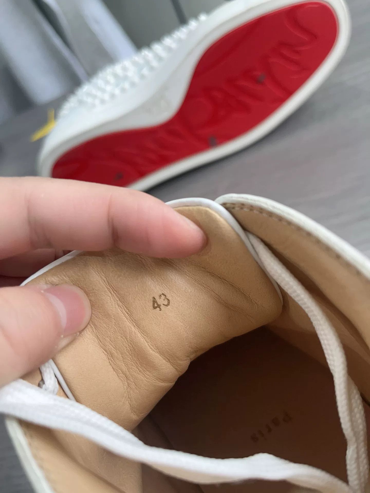 Christian Louboutin Christian Louboutin White High-Top Spiked Sneakers Size US 10 / EU 43 - 7 Thumbnail