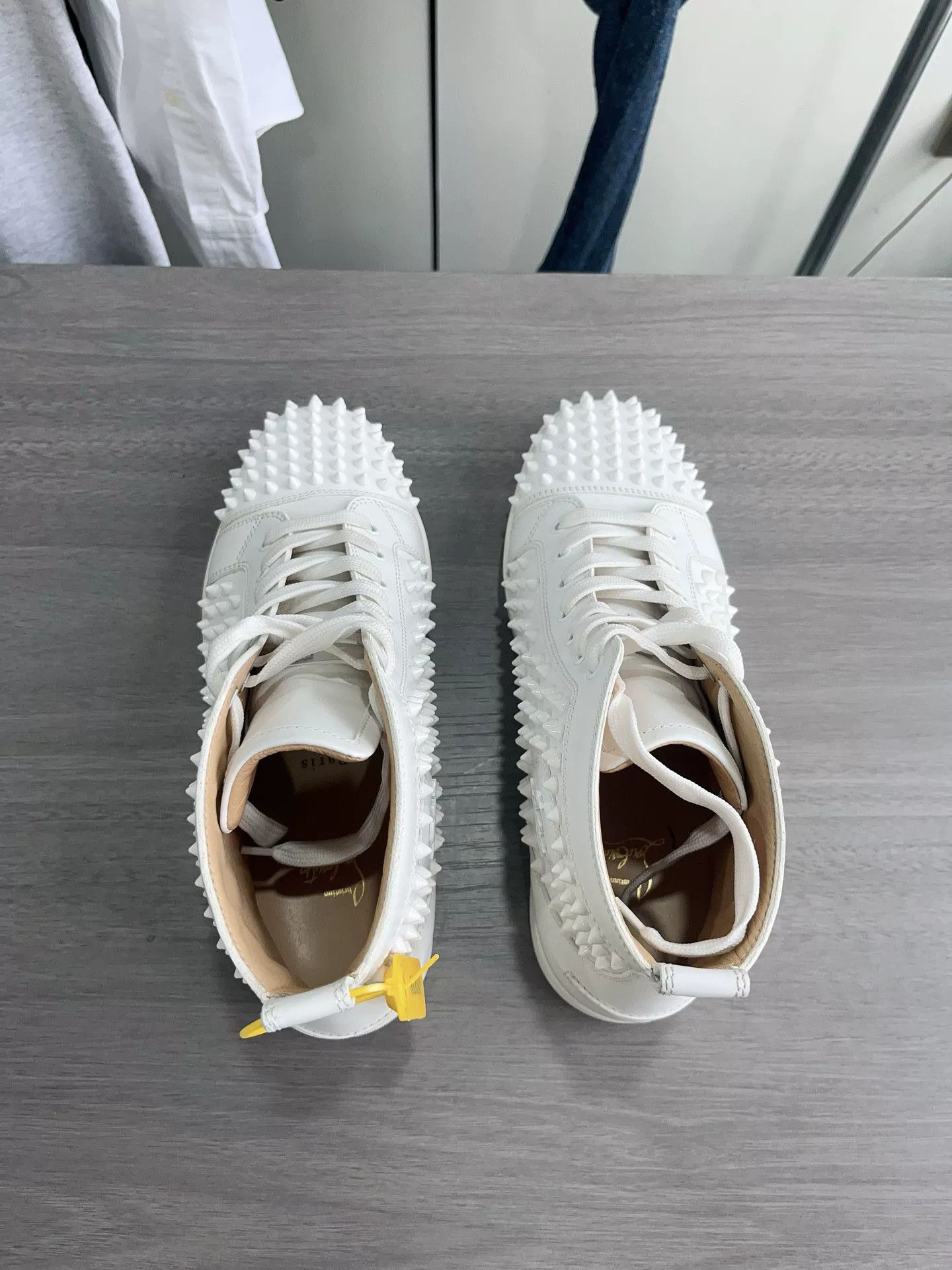 Christian Louboutin Christian Louboutin White High-Top Spiked Sneakers Size US 10 / EU 43 - 6 Thumbnail