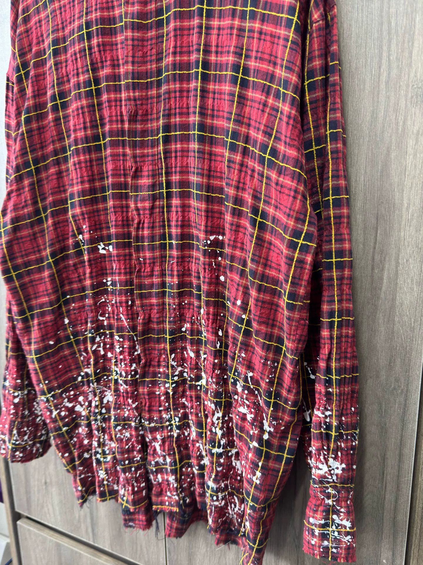 Palm Angels Palm Angels Red Plaid Splatter Shirt Jacket Size US M / EU 48-50 / 2 - 2 Thumbnail