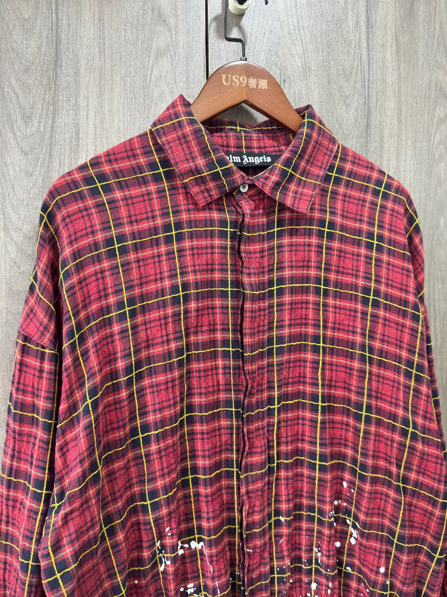 Palm Angels Palm Angels Red Plaid Splatter Shirt Jacket Size US M / EU 48-50 / 2 - 6 Thumbnail
