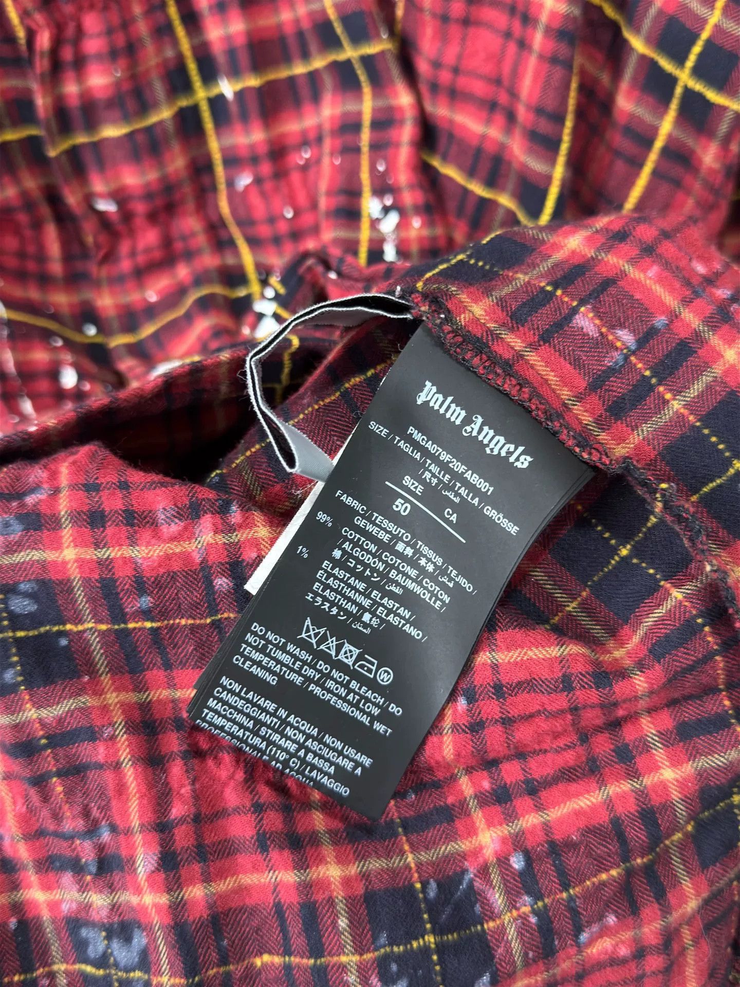 Palm Angels Palm Angels Red Plaid Splatter Shirt Jacket Size US M / EU 48-50 / 2 - 8 Thumbnail