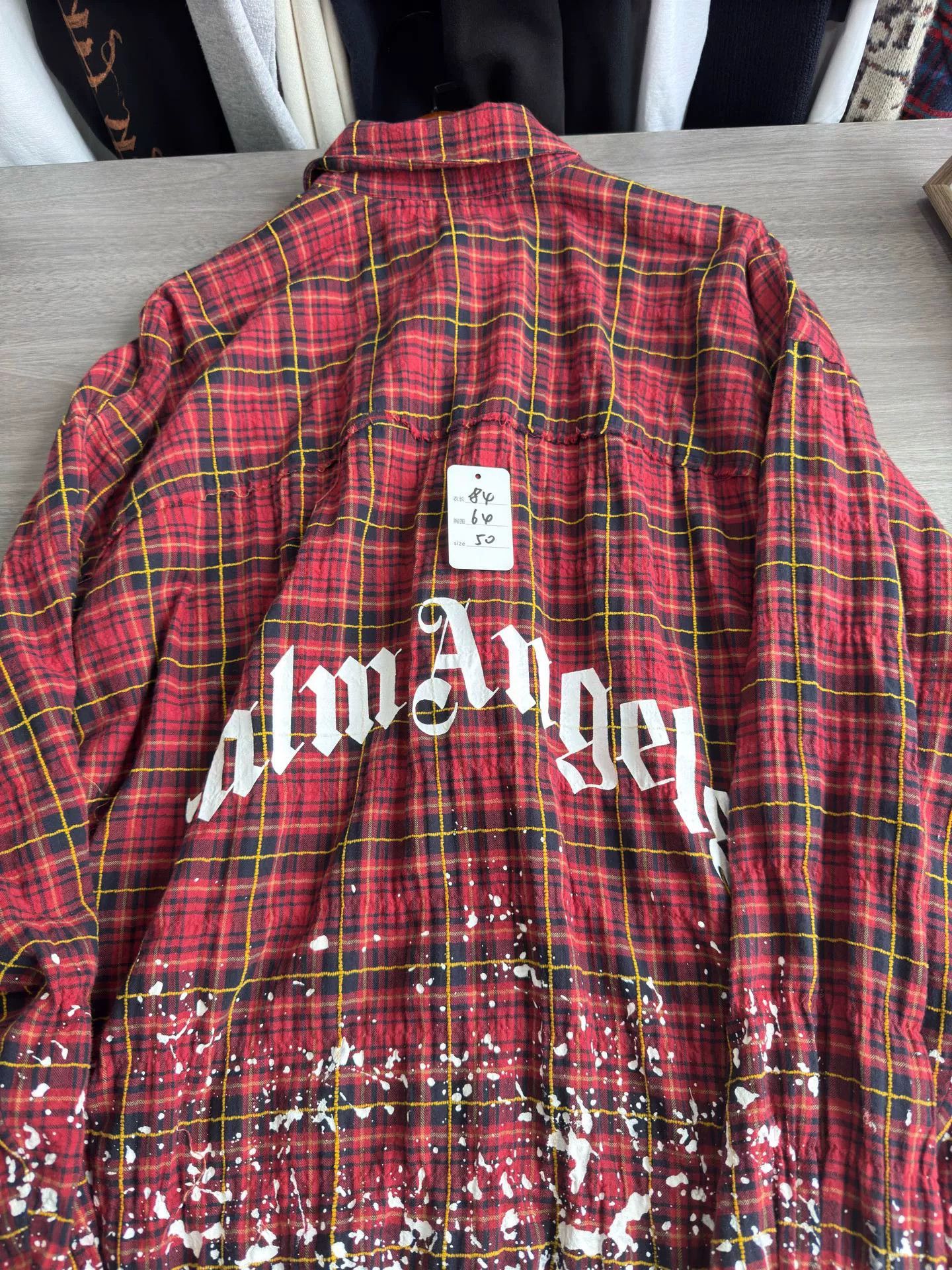 Palm Angels Palm Angels Red Plaid Splatter Shirt Jacket Size US M / EU 48-50 / 2 - 7 Thumbnail