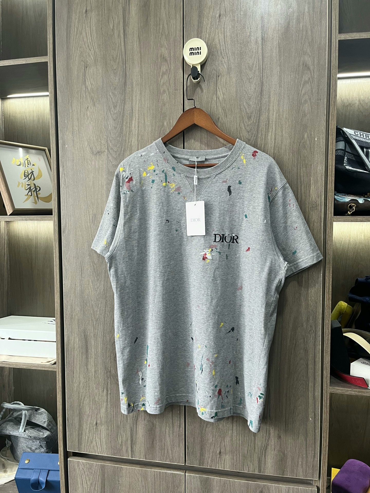 Dior DIOR Embroidered Logo Splatter Gray Tee Size US XXL / EU 58 / 5 - 4 Thumbnail
