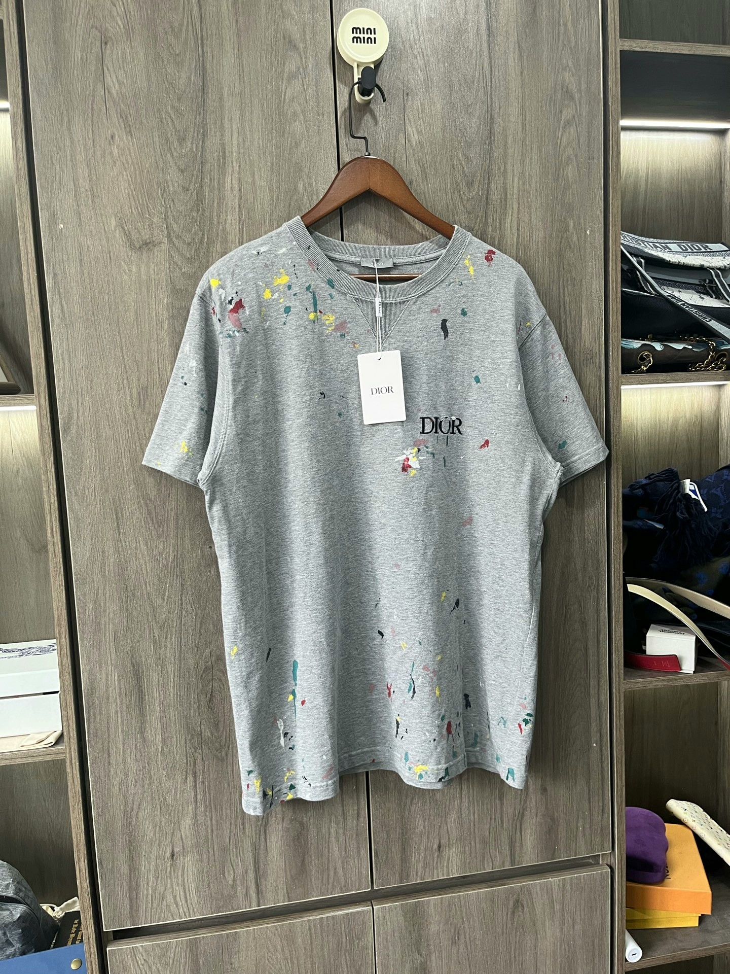 Dior DIOR Embroidered Logo Splatter Gray Tee Size US XXL / EU 58 / 5 - 6 Thumbnail