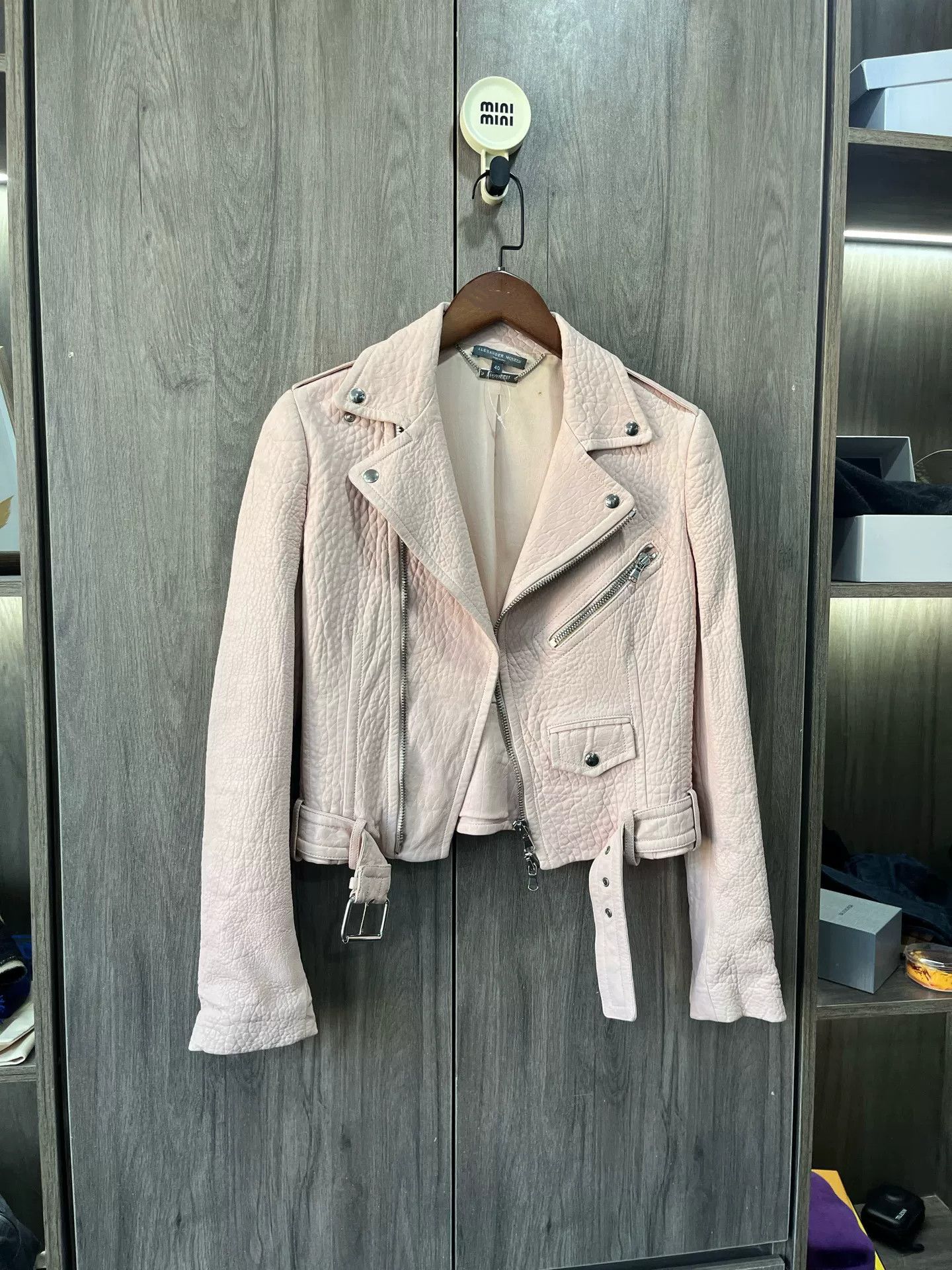 Alexander McQueen Alexander McQueen Pink Embossed Biker Jacket Size S / US 4 / IT 40 - 2 Thumbnail