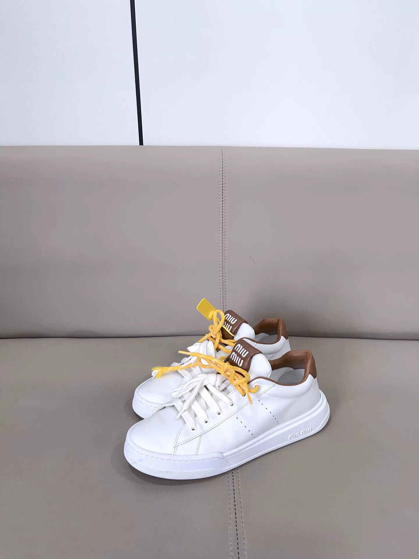 Miu Miu Miu Miu White Brown Sneakers Size US 10 / IT 40 - 2 Thumbnail