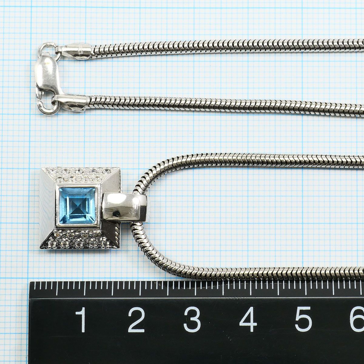 Other Other Silver 925 Blue Topaz Zirconia Necklace Precious Metal Necklace DUTY FREE for USA Size ONE SIZE - 4 Thumbnail