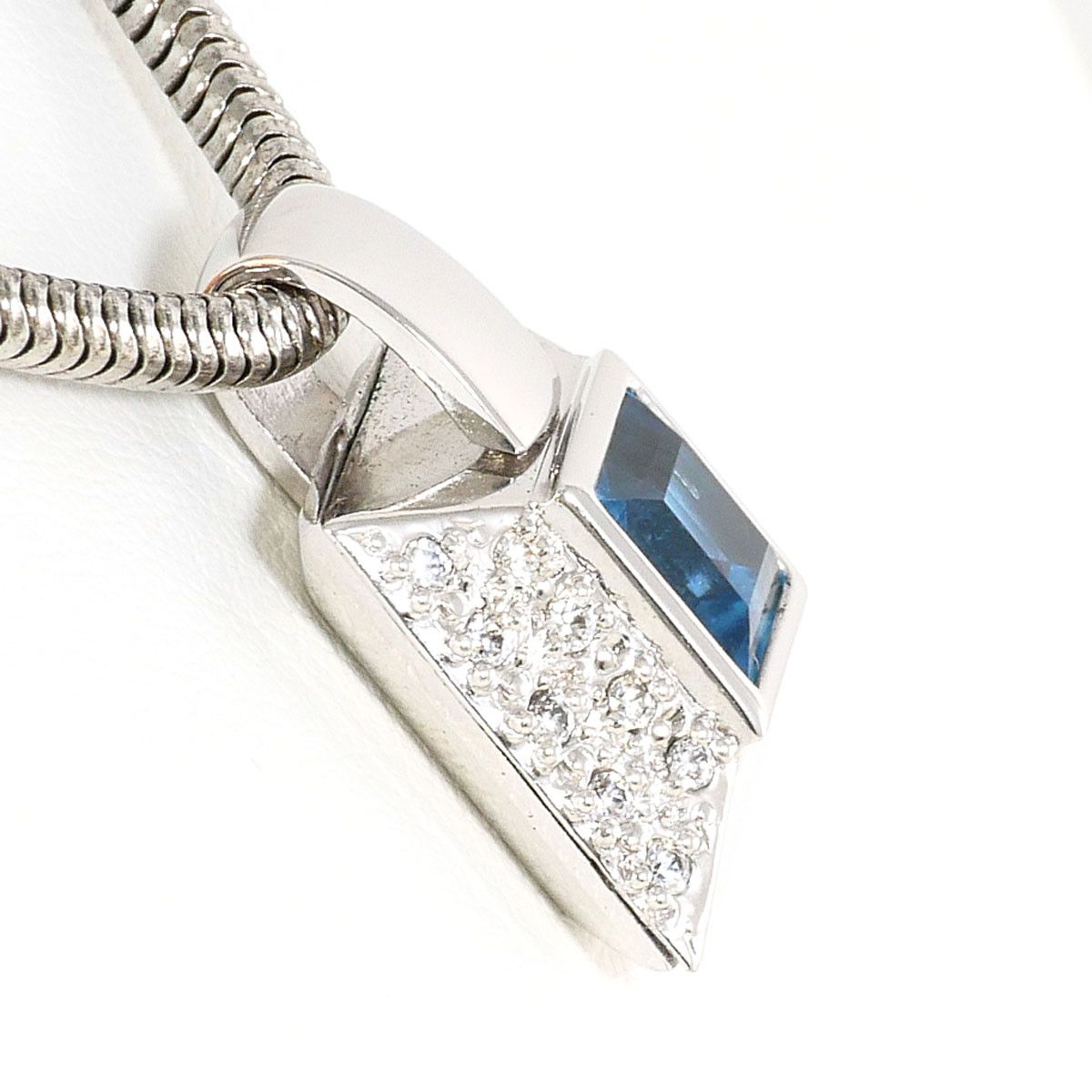 Other Other Silver 925 Blue Topaz Zirconia Necklace Precious Metal Necklace DUTY FREE for USA Size ONE SIZE - 2 Thumbnail