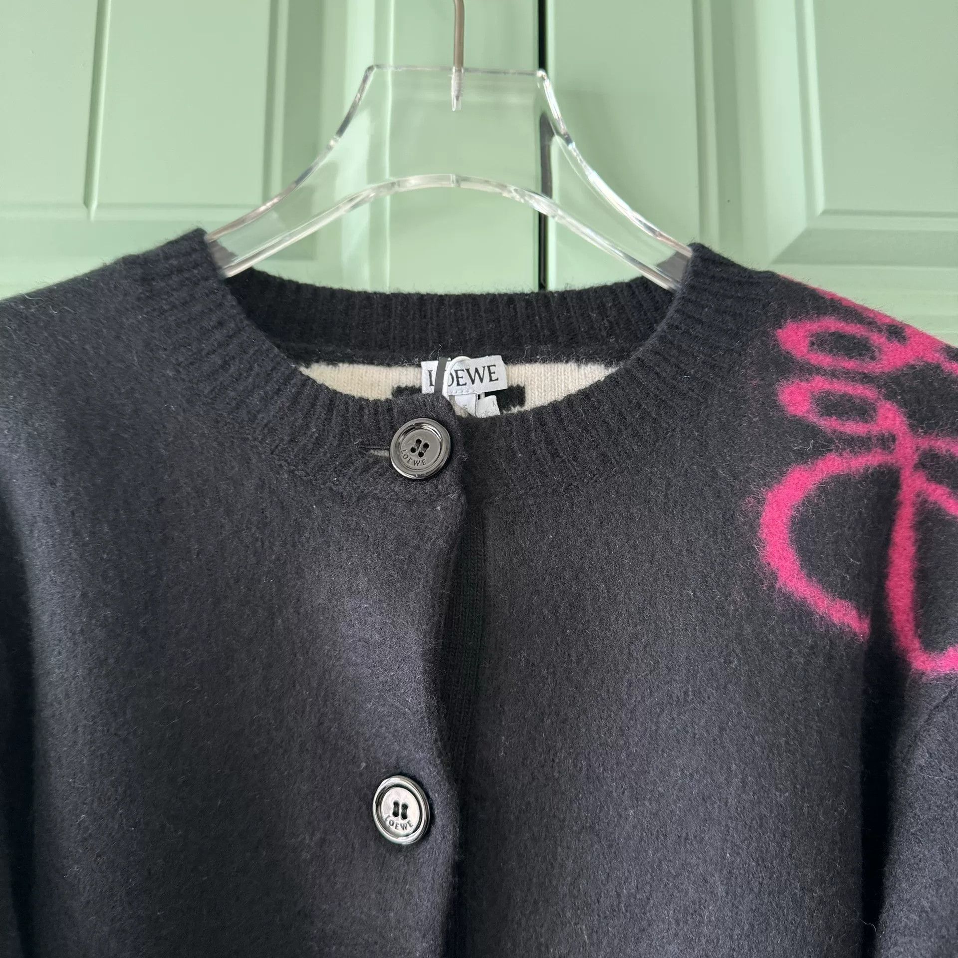 Loewe LOEWE Black Wool Cardigan with Logo Size S / US 4 / IT 40 - 5 Thumbnail
