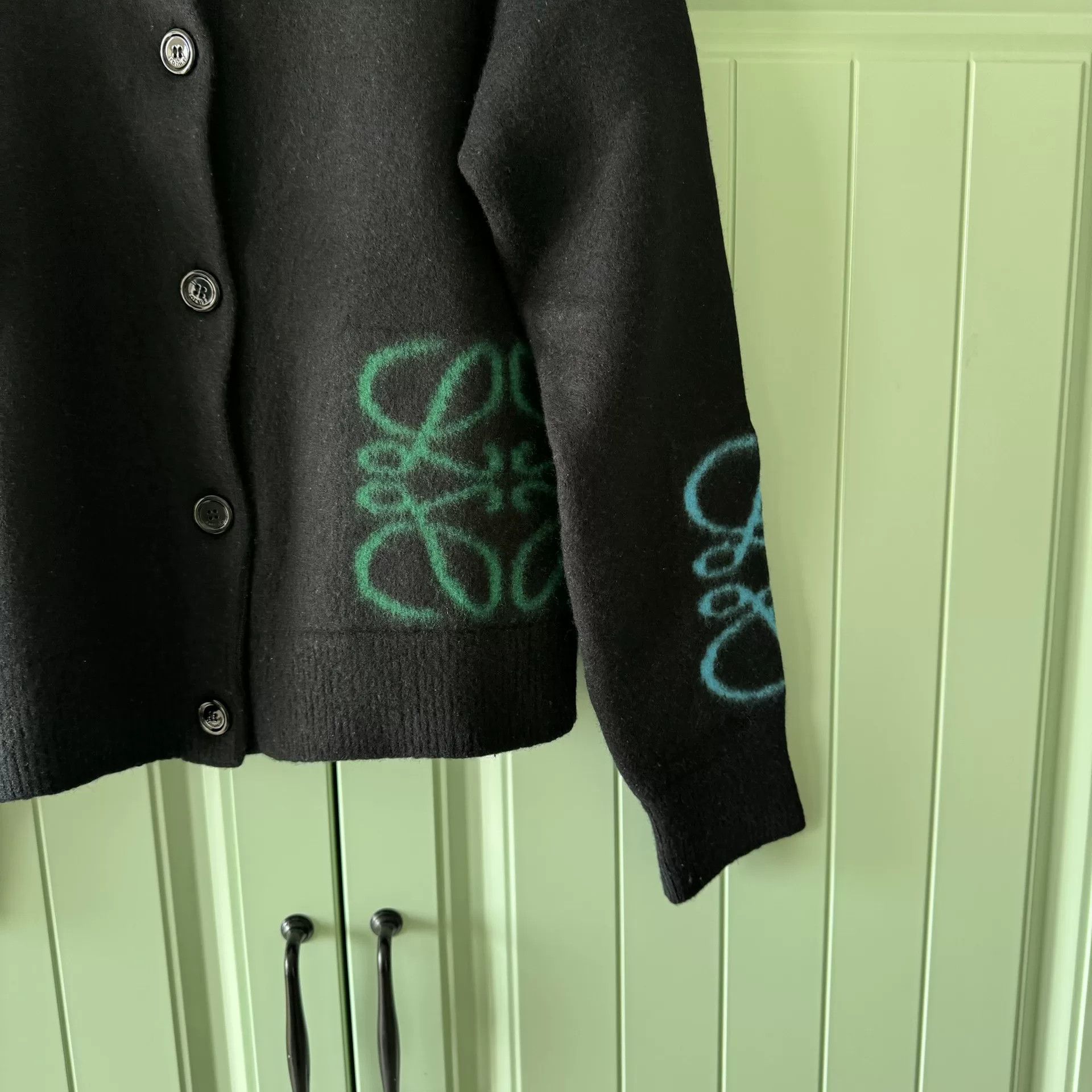 Loewe LOEWE Black Wool Cardigan with Logo Size S / US 4 / IT 40 - 7 Thumbnail
