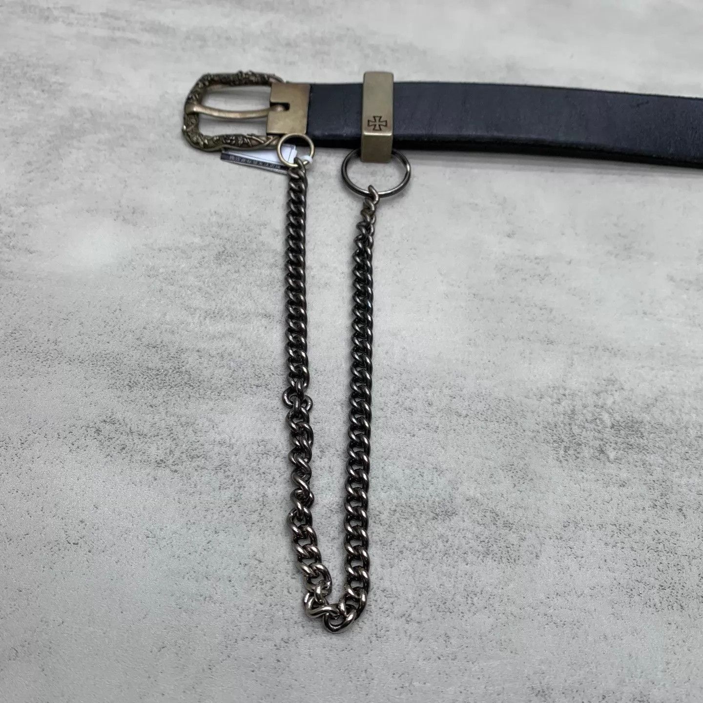 Enfants Riches Deprimes Black Leather Belt with Decorative Buckle and Chain Size ONE SIZE - 6 Thumbnail