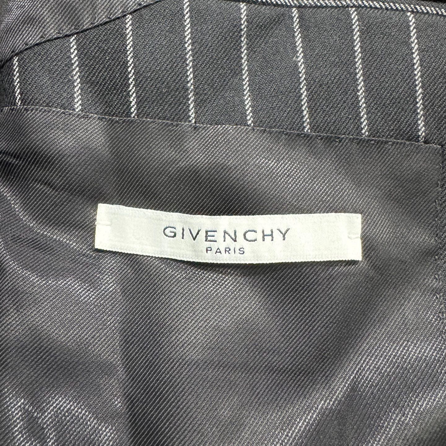 Givenchy Black Pinstriped Single-Breasted Blazer Size US M / EU 48-50 / 2 - 2 Thumbnail