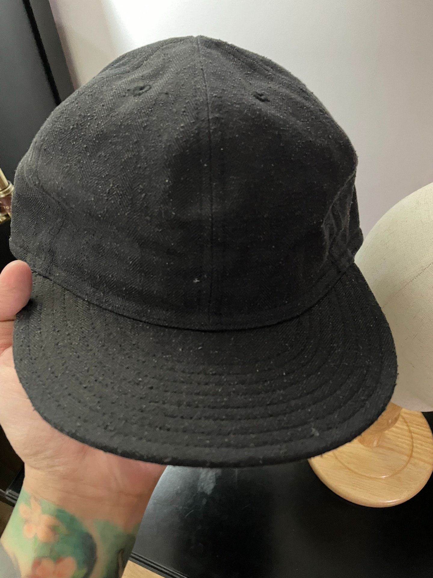 PHIGVEL MAKERS & Co. Phigvel Makers Black Linen Mechanic Cap Size ONE SIZE - 7 Thumbnail