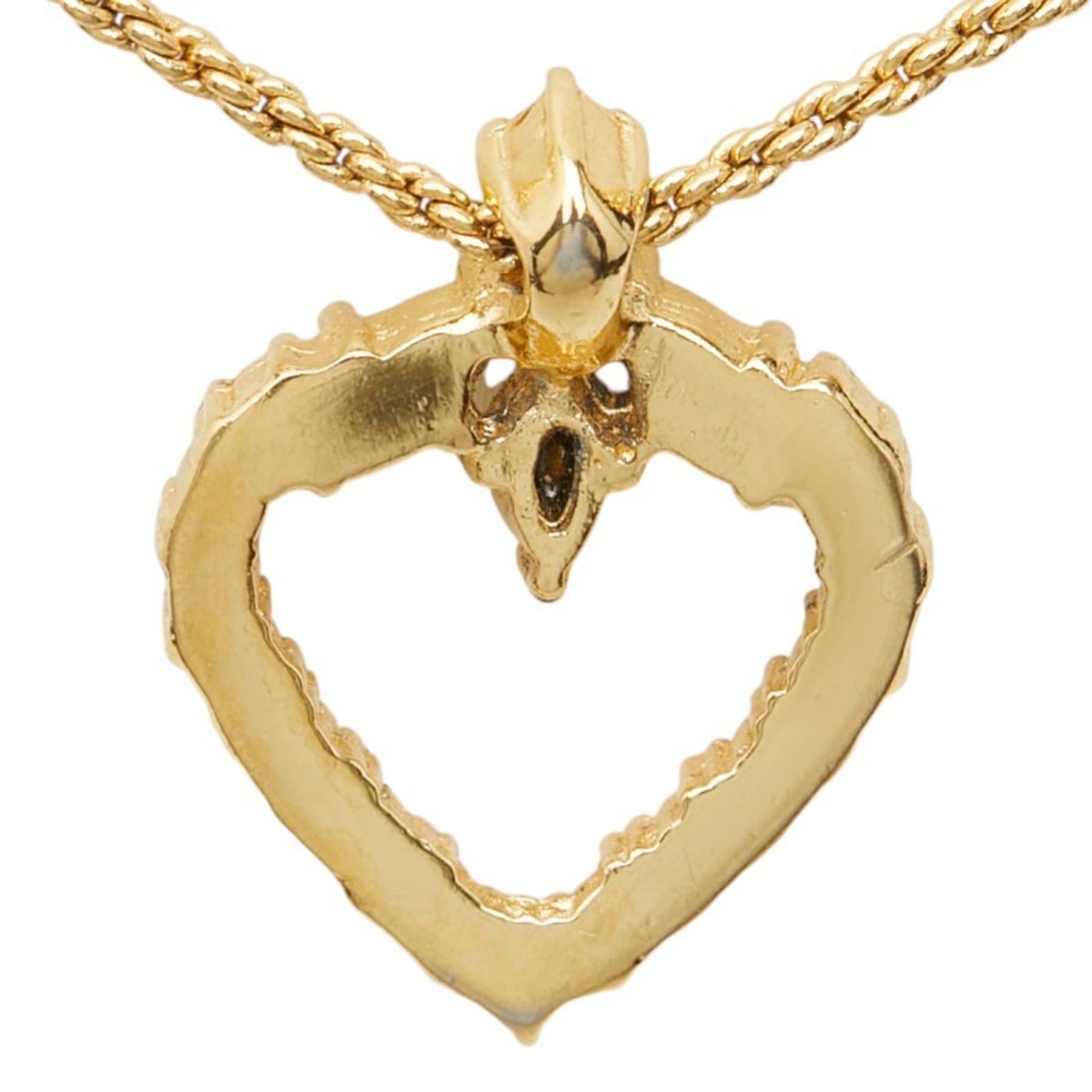 Dior Christian Dior Dior Heart Motif Necklace, Gold Plated Rhinestone, Women's Size ONE SIZE - 3 Thumbnail