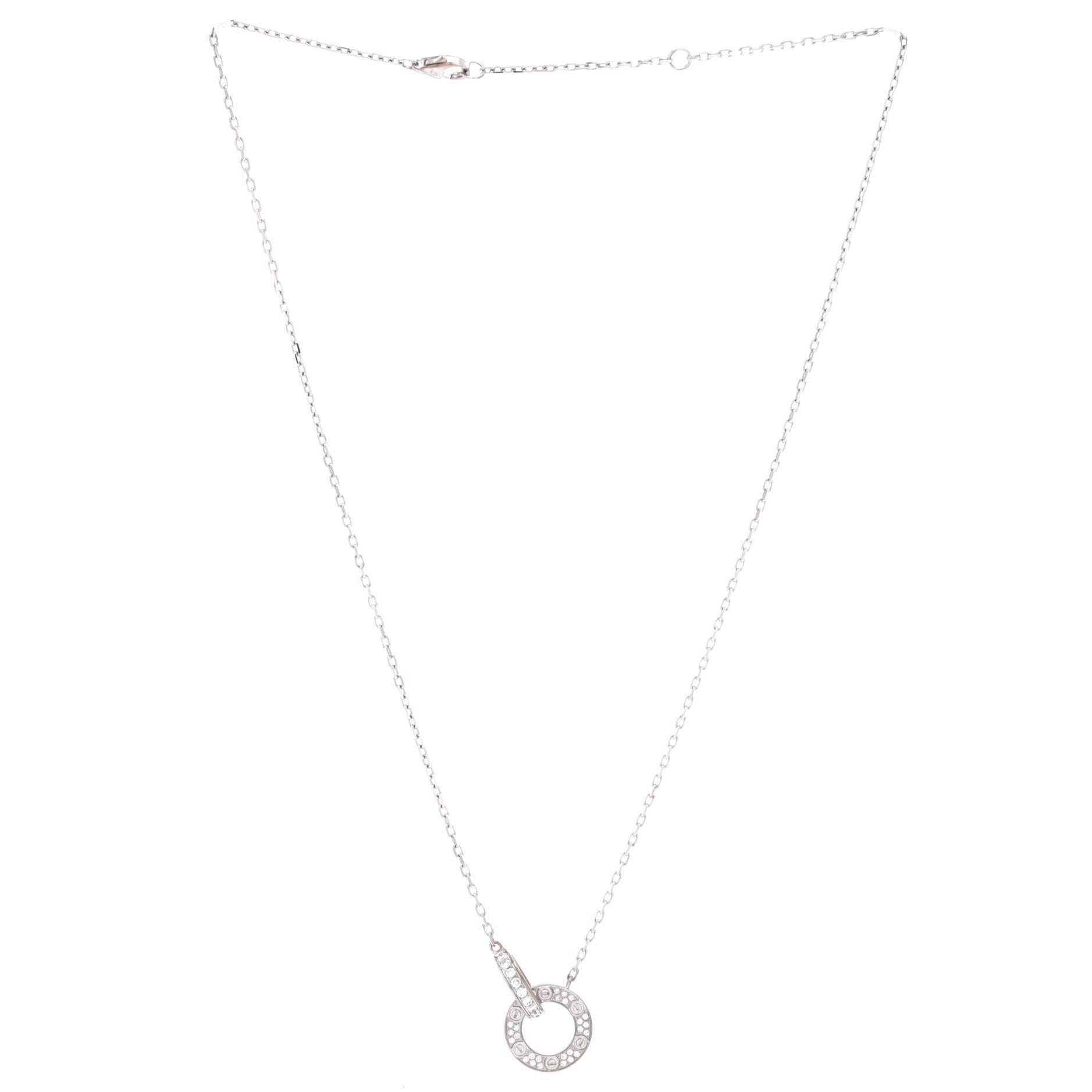 Cartier Love Interlocking Pave Necklace Size ONE SIZE - 3 Thumbnail