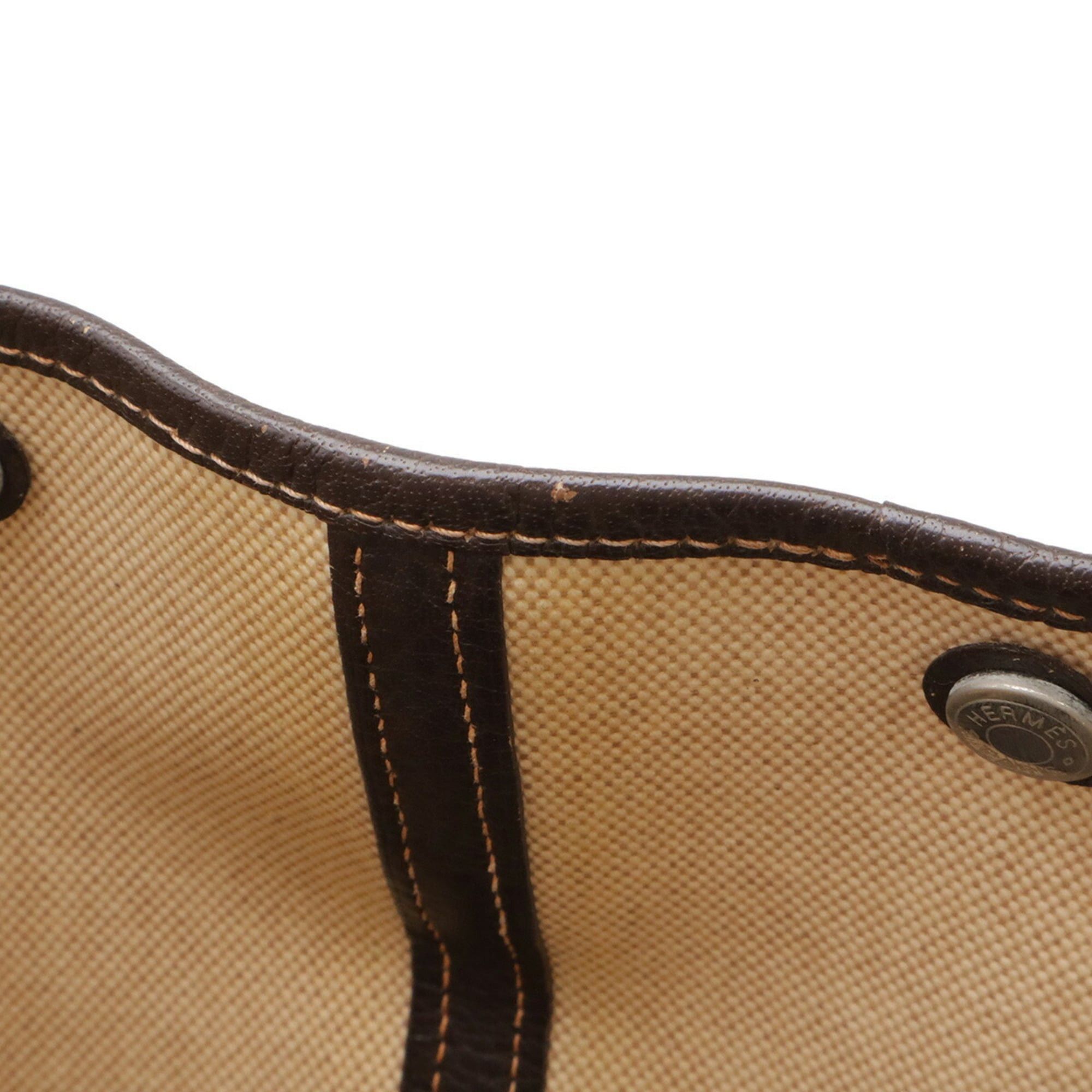 Hermes HERMES Garden MM Tote Bag, Handbag, Shoulder Tote, Toile H Leather, Beige, Dark Brown, Stamp Size ONE SIZE - 8 Thumbnail