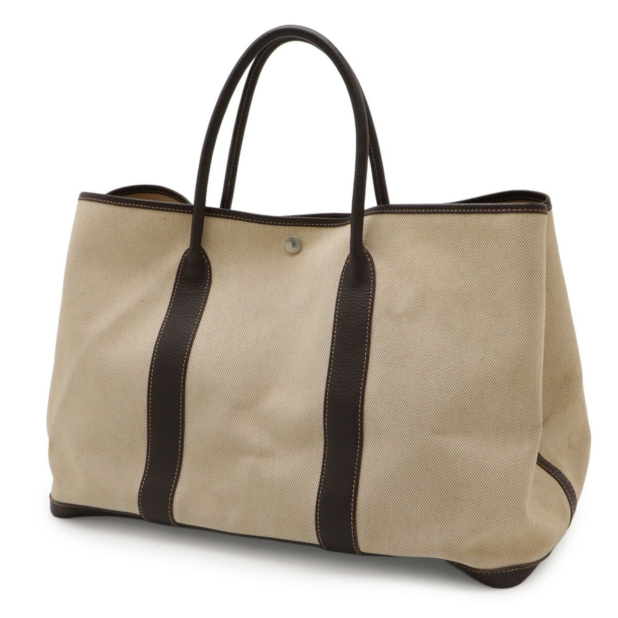 Hermes HERMES Garden MM Tote Bag, Handbag, Shoulder Tote, Toile H Leather, Beige, Dark Brown, Stamp Size ONE SIZE - 3 Thumbnail