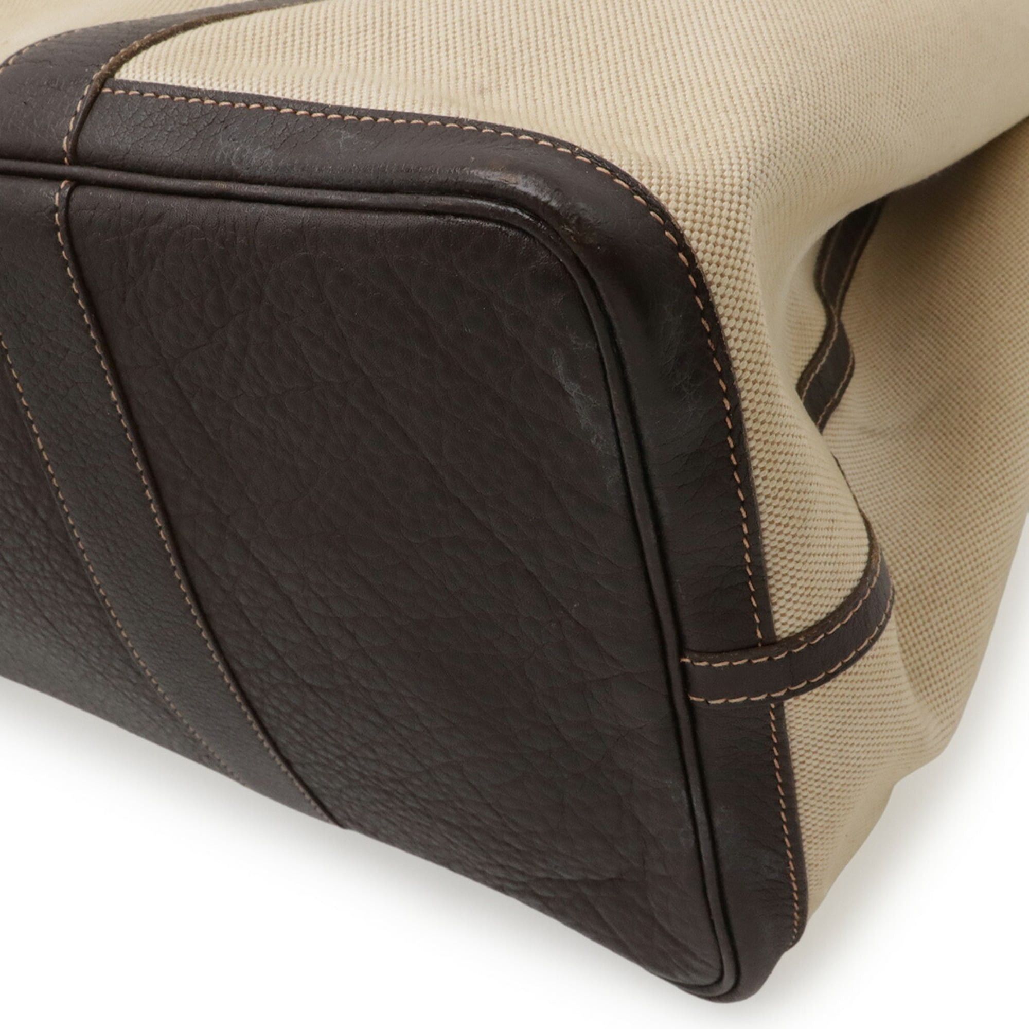 Hermes HERMES Garden MM Tote Bag, Handbag, Shoulder Tote, Toile H Leather, Beige, Dark Brown, Stamp Size ONE SIZE - 4 Thumbnail