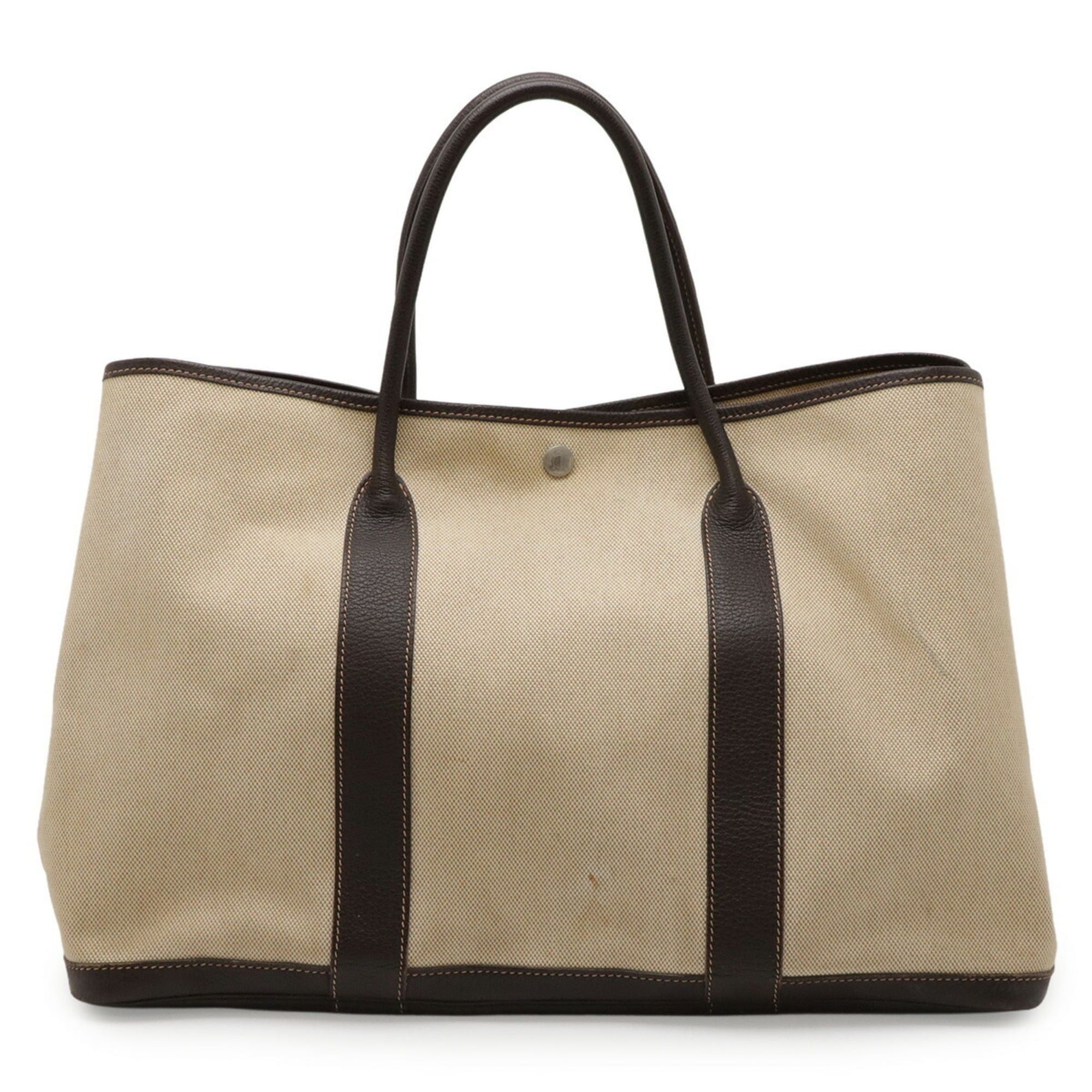 Hermes HERMES Garden MM Tote Bag, Handbag, Shoulder Tote, Toile H Leather, Beige, Dark Brown, Stamp Size ONE SIZE - 2 Thumbnail